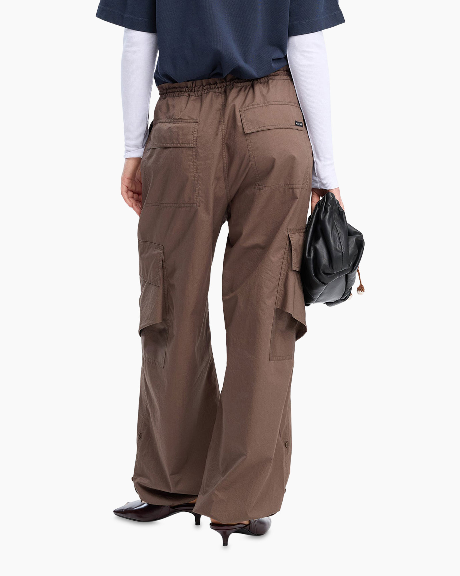 broek met cargo, losvallende broek, bruin, cargozakken, ruime pasvorm