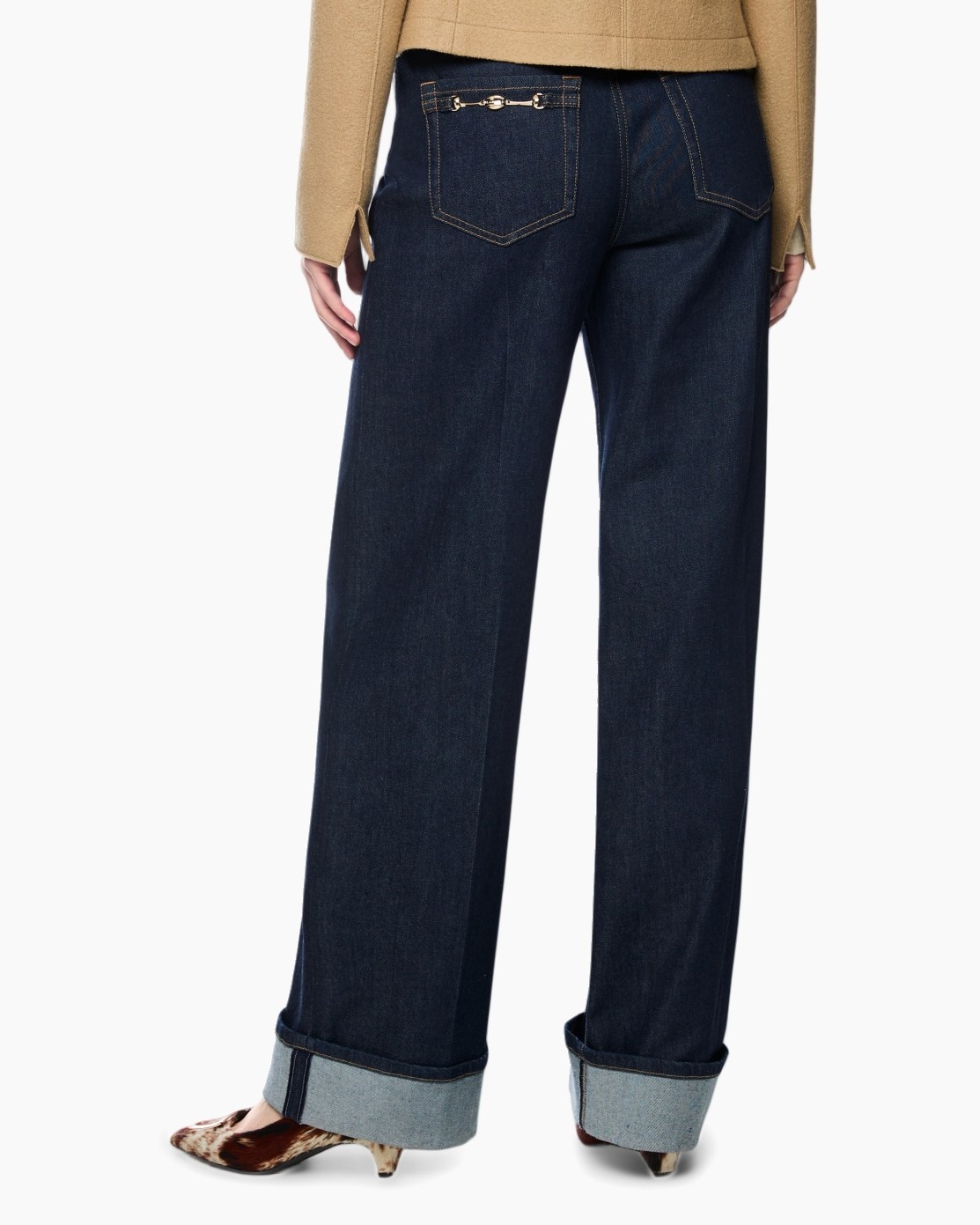 jeans,  denim,  wijde pijp,  gerold beleg,  donker wash