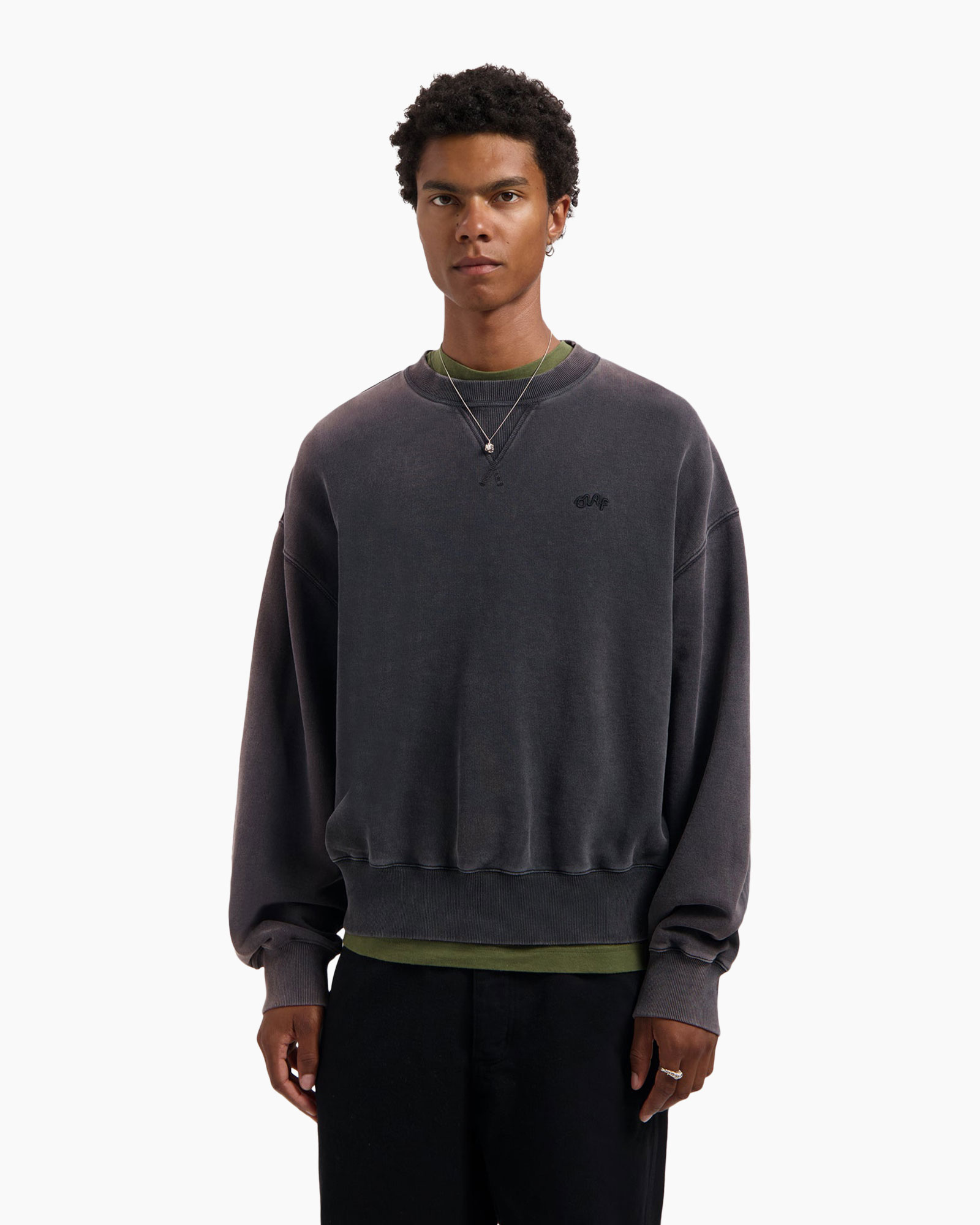 Sweater Washed Signature Boxy Grijs