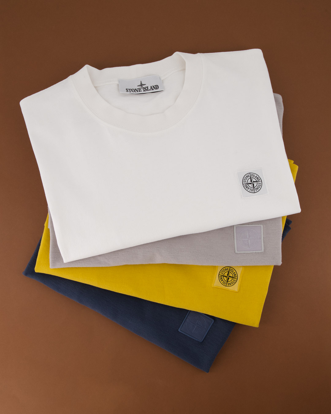 t-shirt, hals met ronde boord, wit, gestapeld, logo patch