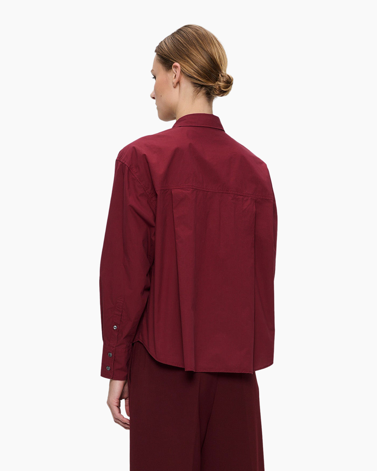 Blouse Paper Cotton Long Sleeve Bordeaux
