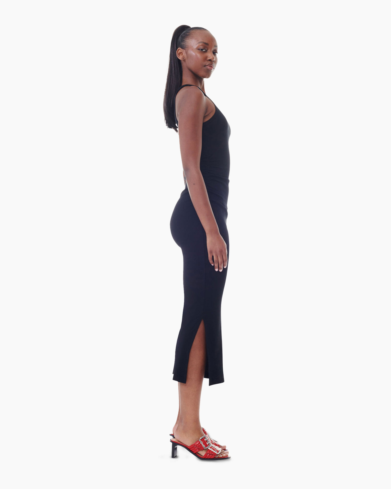 Maxi Jurk Soft Cotton Rib Zwart