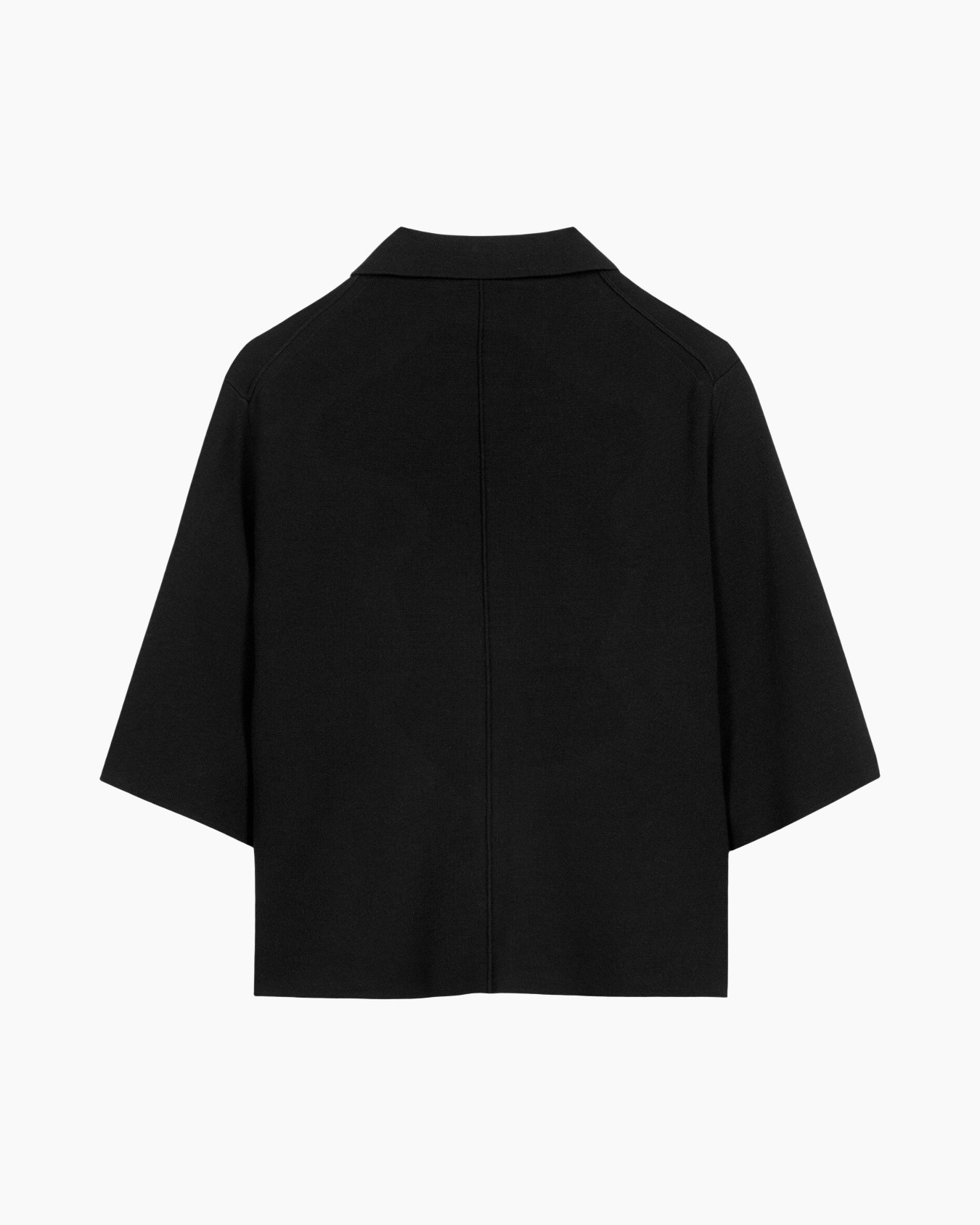 jas, blazer, zwart, open voorkant, korte mouwen