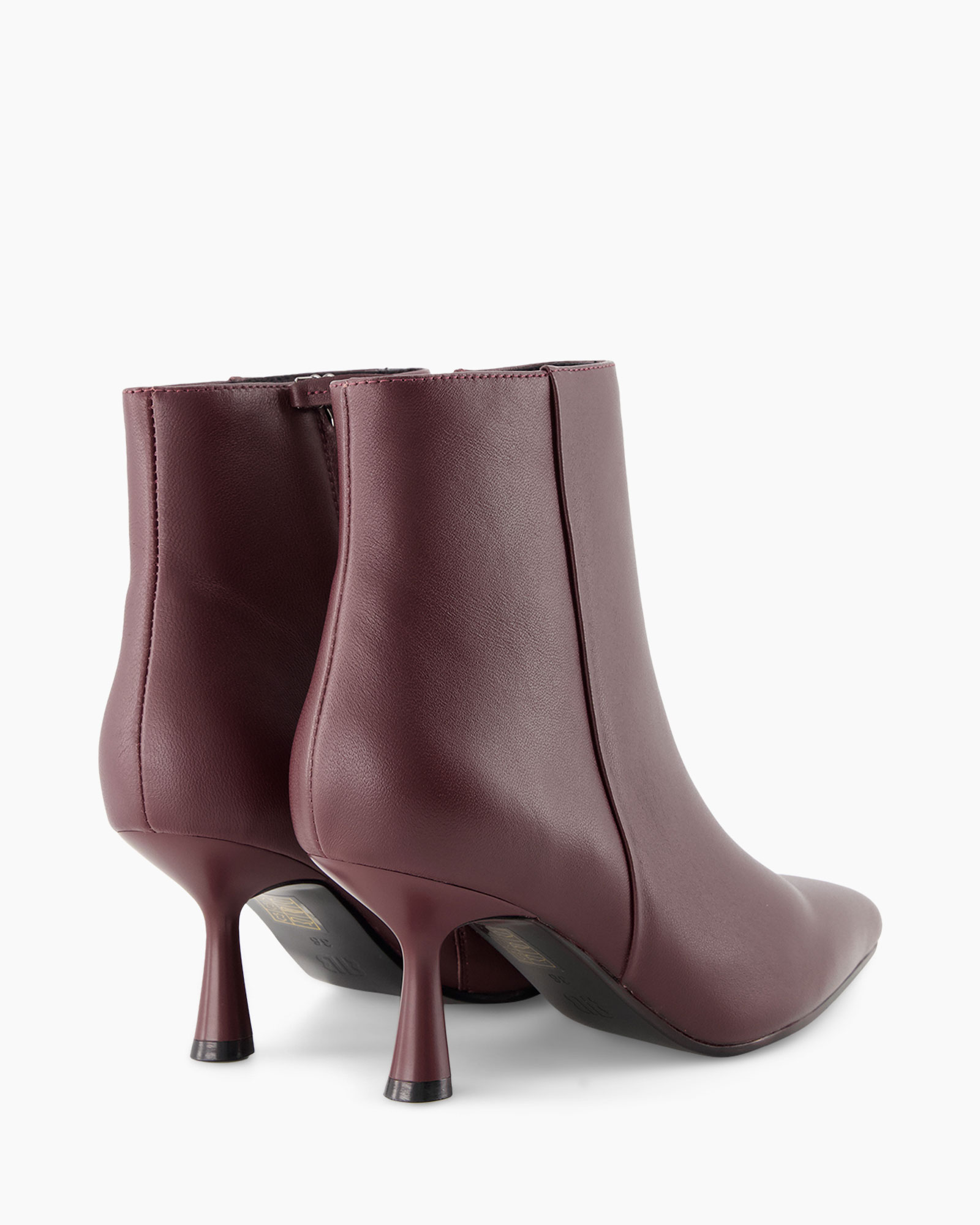 enkle laarzen, middelhoge hak, burgundy, leer, slip-on