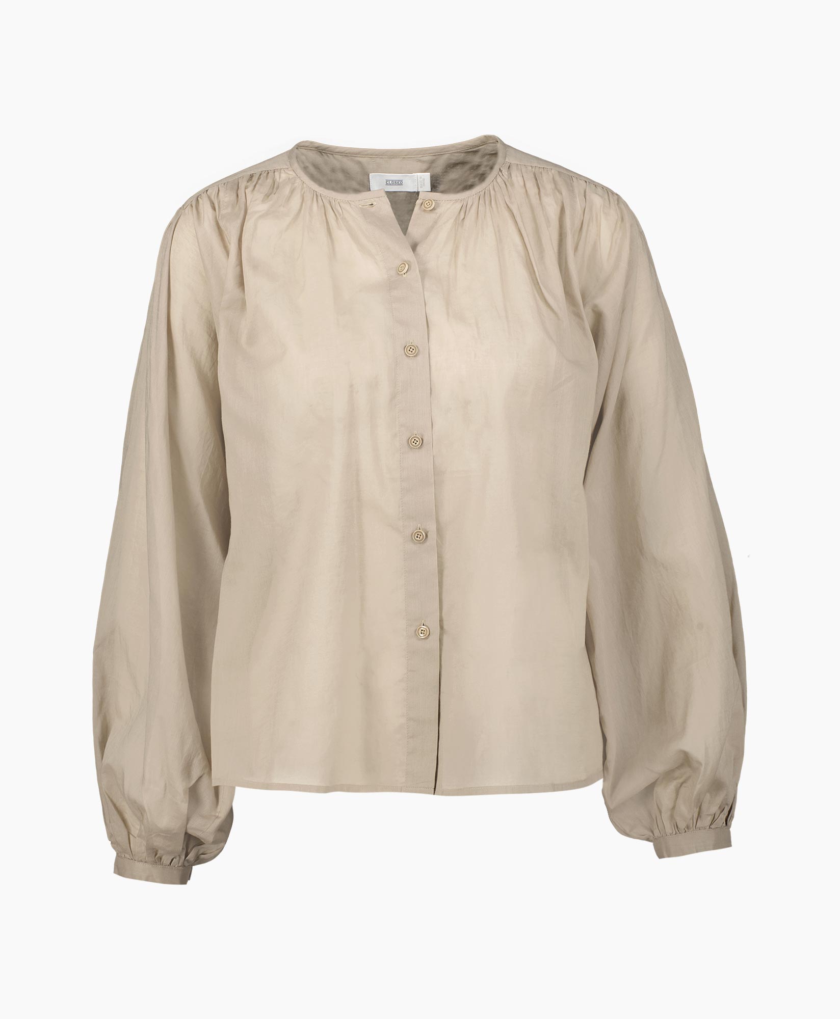 Closed Blouse Gathered Blouse Grijs