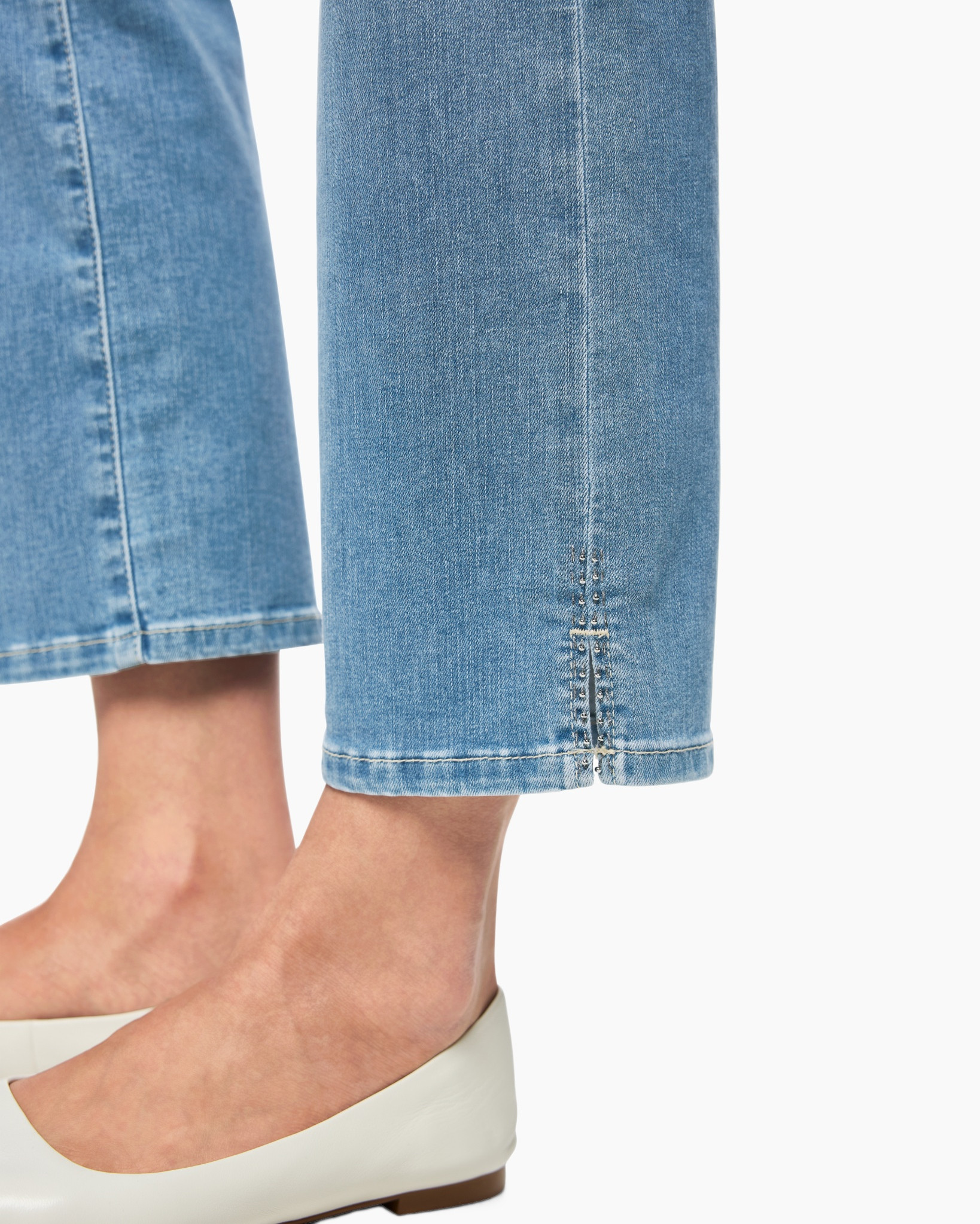 denim, jeans, hem, cropped, flat