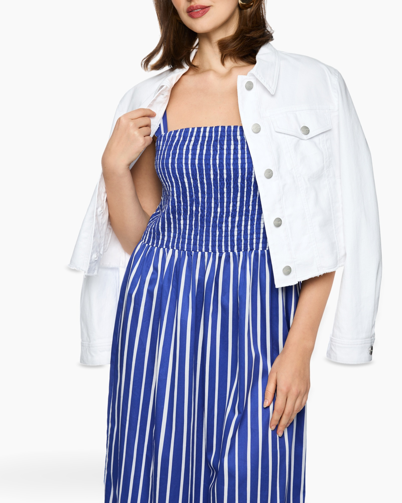 jurk, blauw, gestreept, maxi-jurk, gerimpelde/gestreepte top?