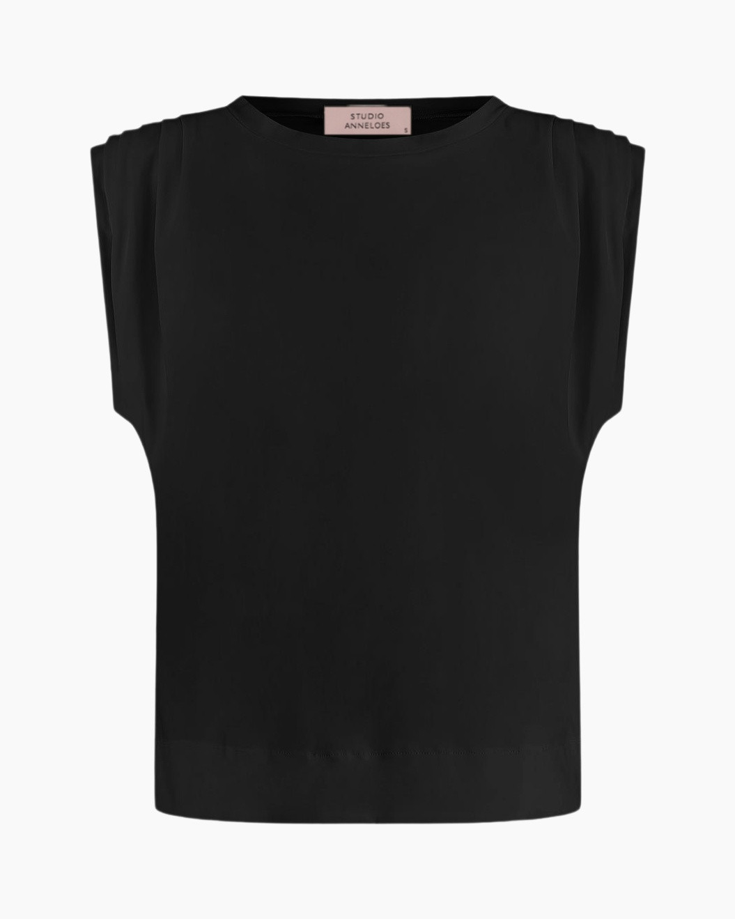 zwart, mouwloos, top, tanktop, loodkleurig