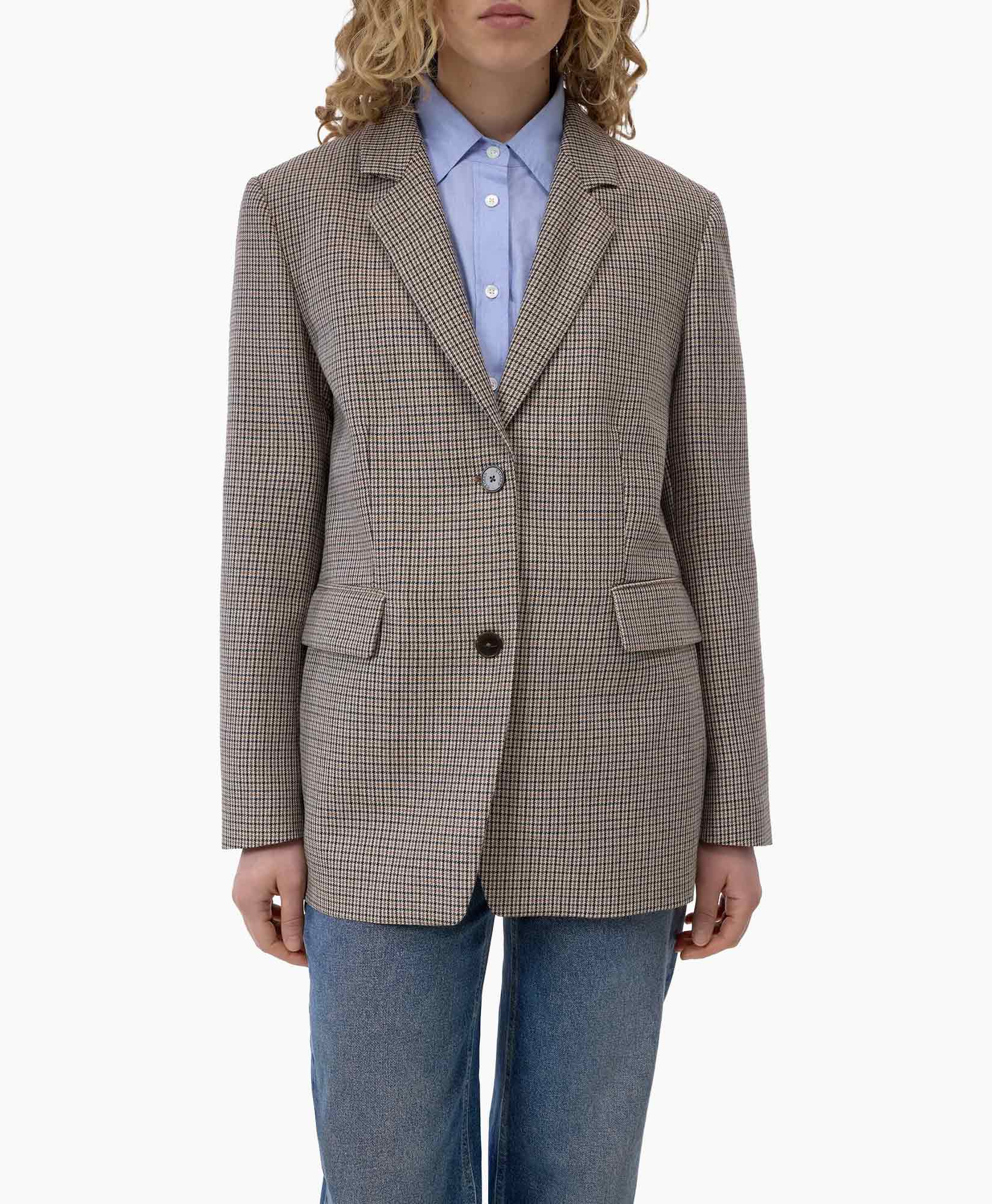 blazer, hondstooth, ruitachtige, enkele rij, twee knopen