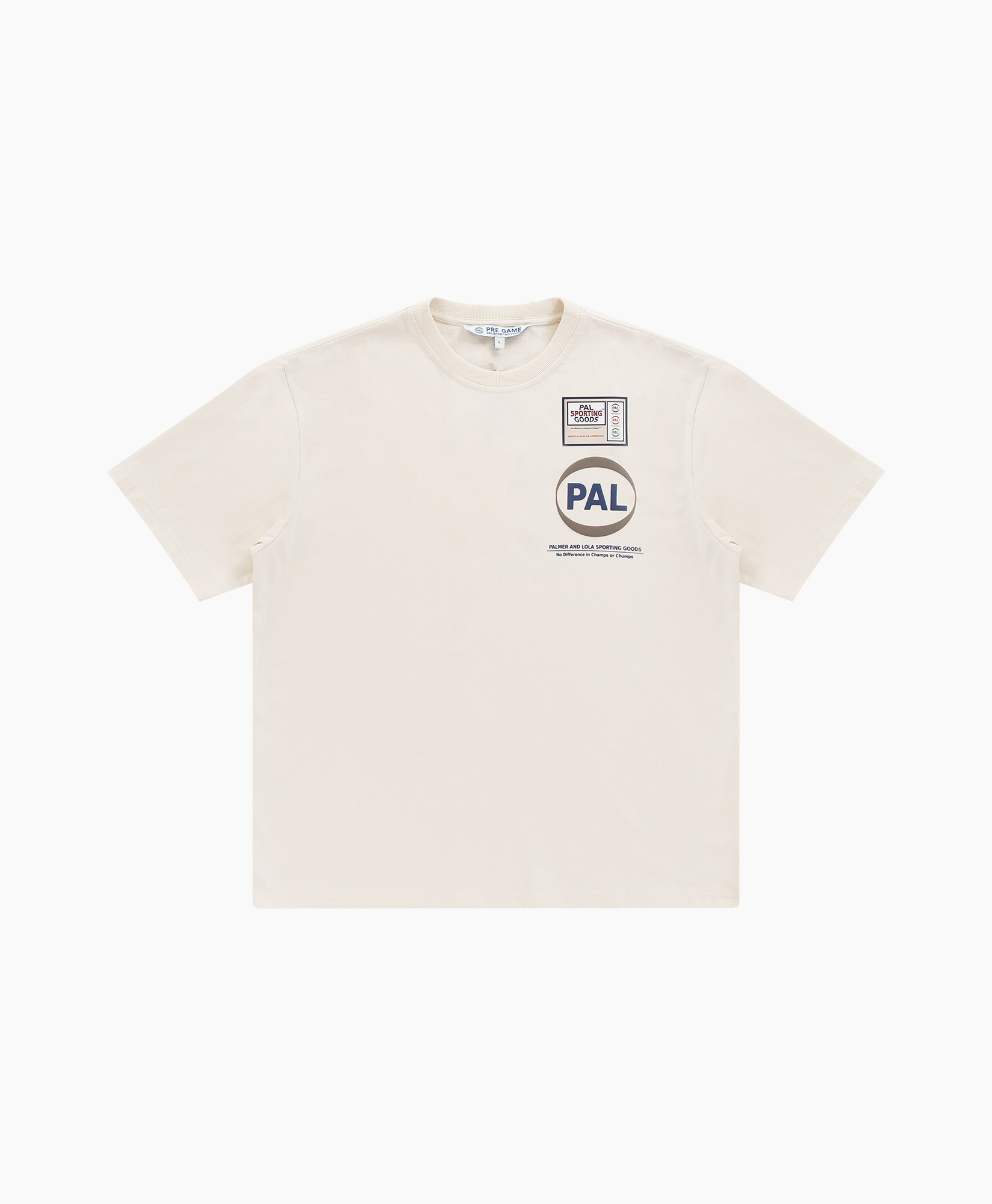 t-shirt, mouwen kort, rond hals, grafisch embleem, beige