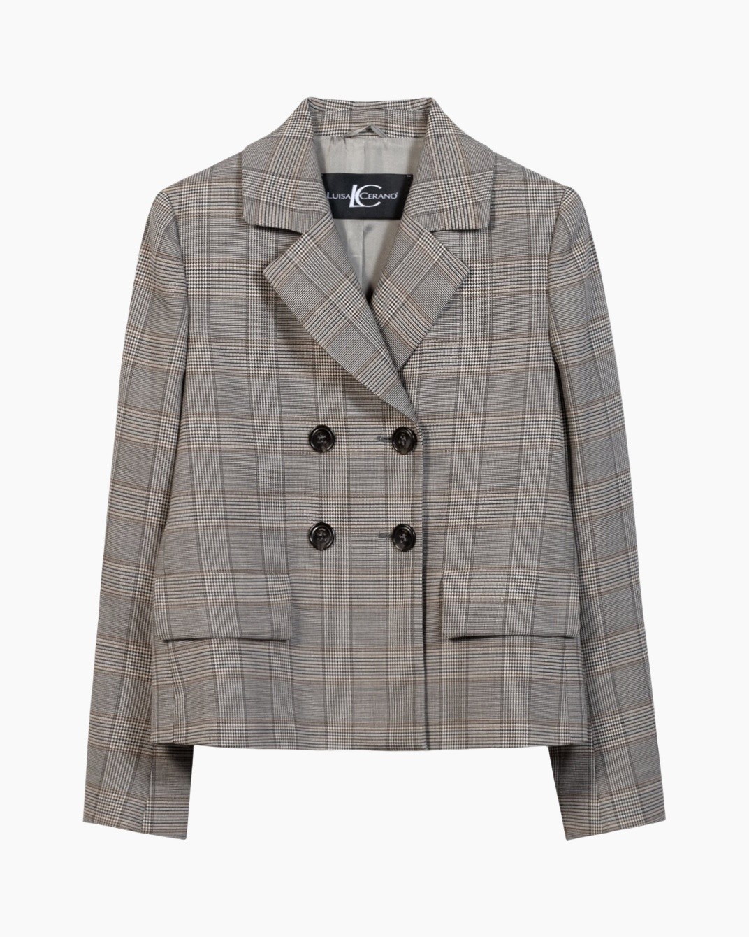 blazer, trefvletjespatroon, dubbelgeknoopt, grijs, revers