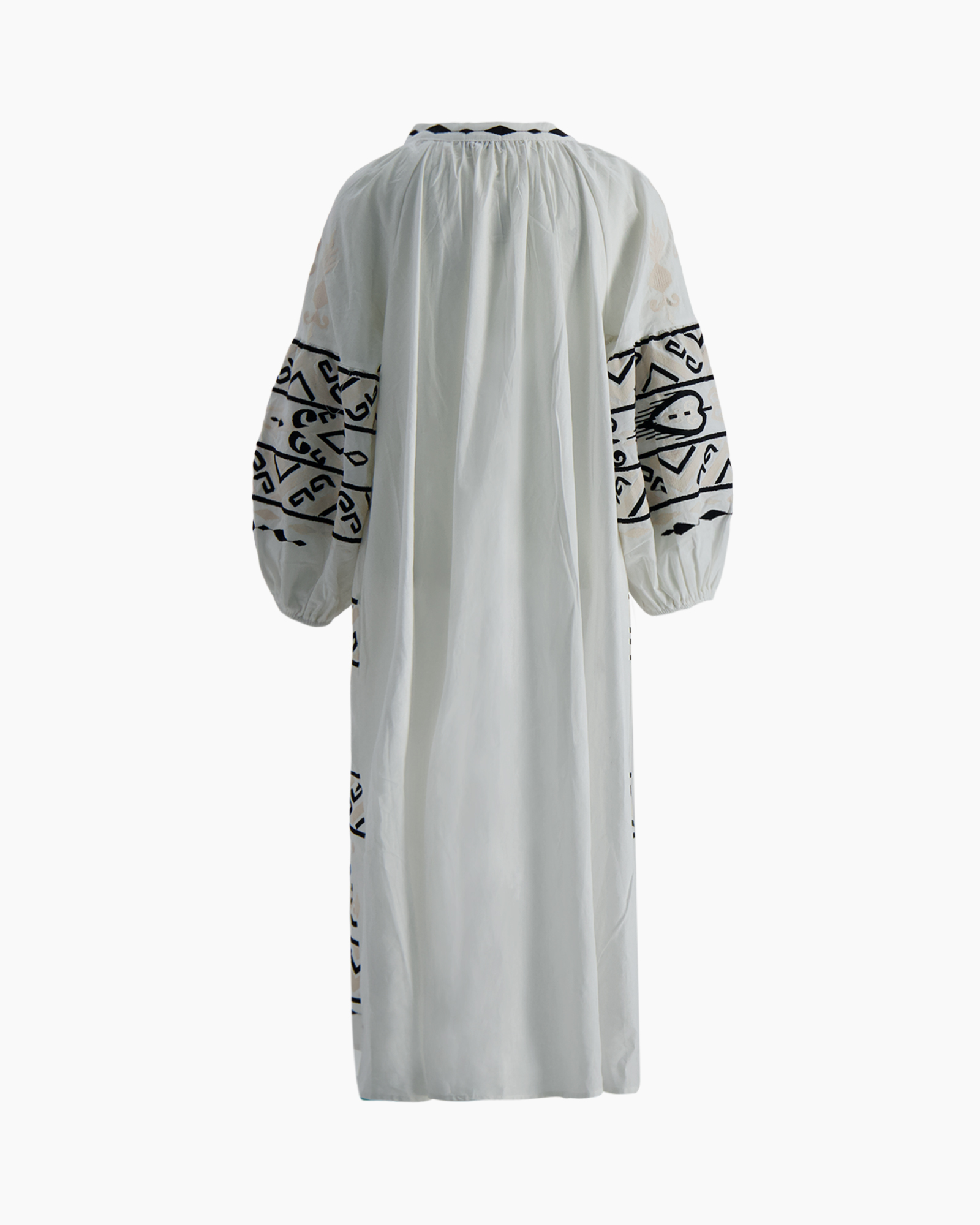 caftan, embroidered, white, long, loose-sleeve