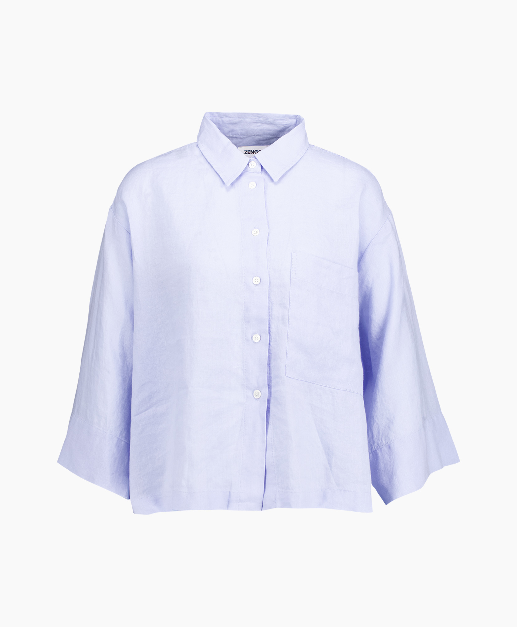 Blouse Washed Linen Licht Blauw