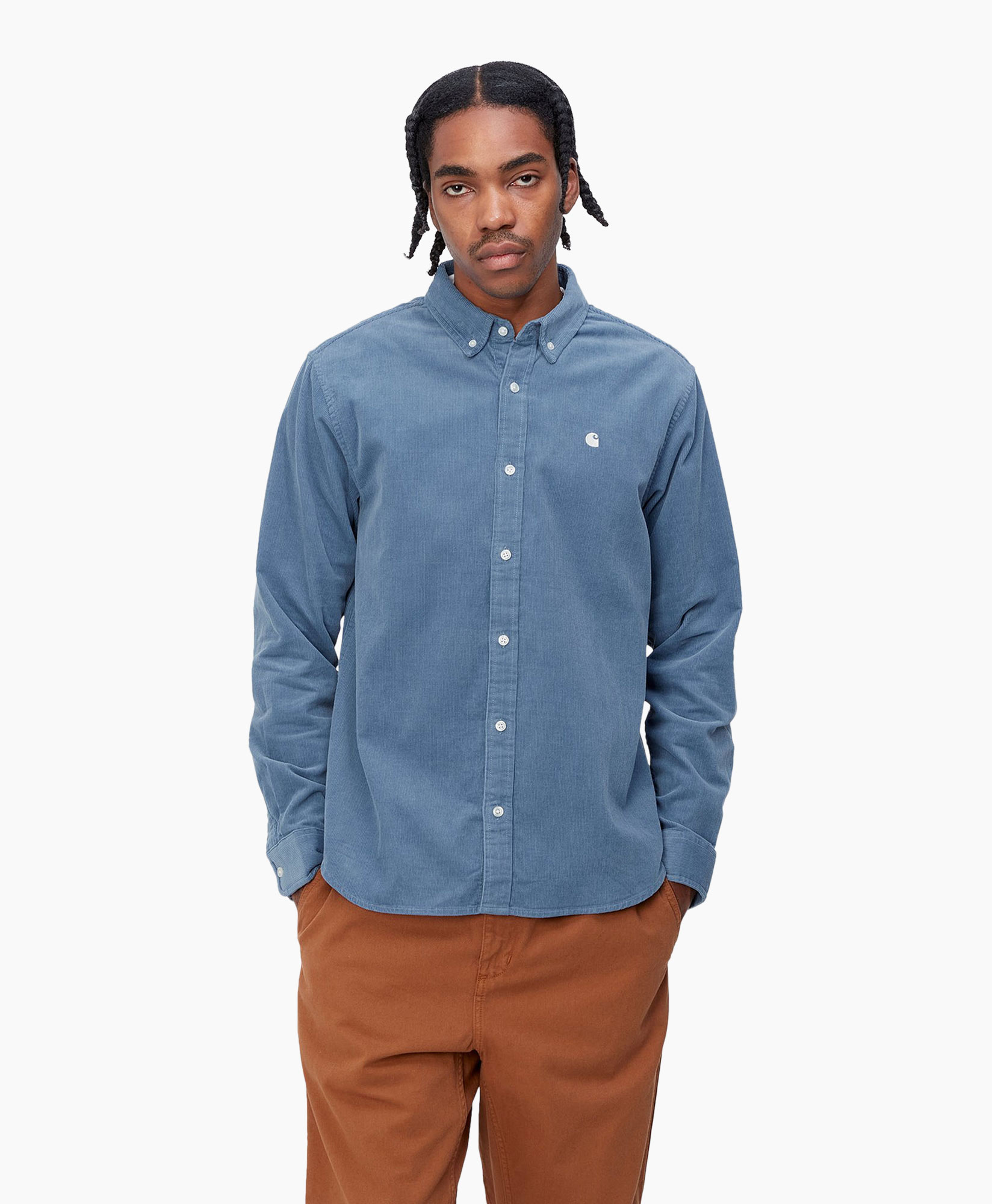 Overhemd L/s Madison Fine Cord Blauw