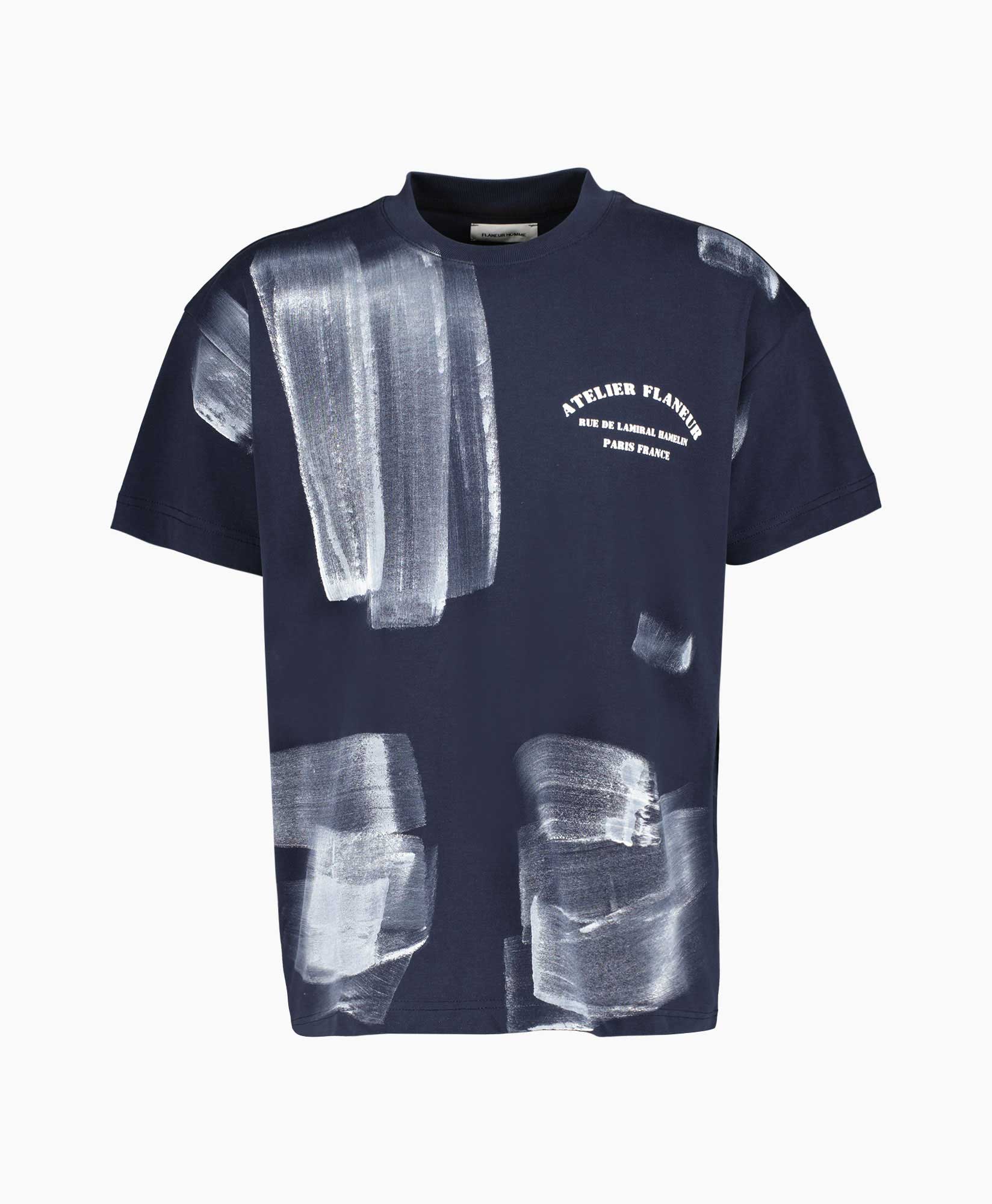Flaneur Homme T-shirt Korte Mouw Atelier T-shirt W Donker Blauw