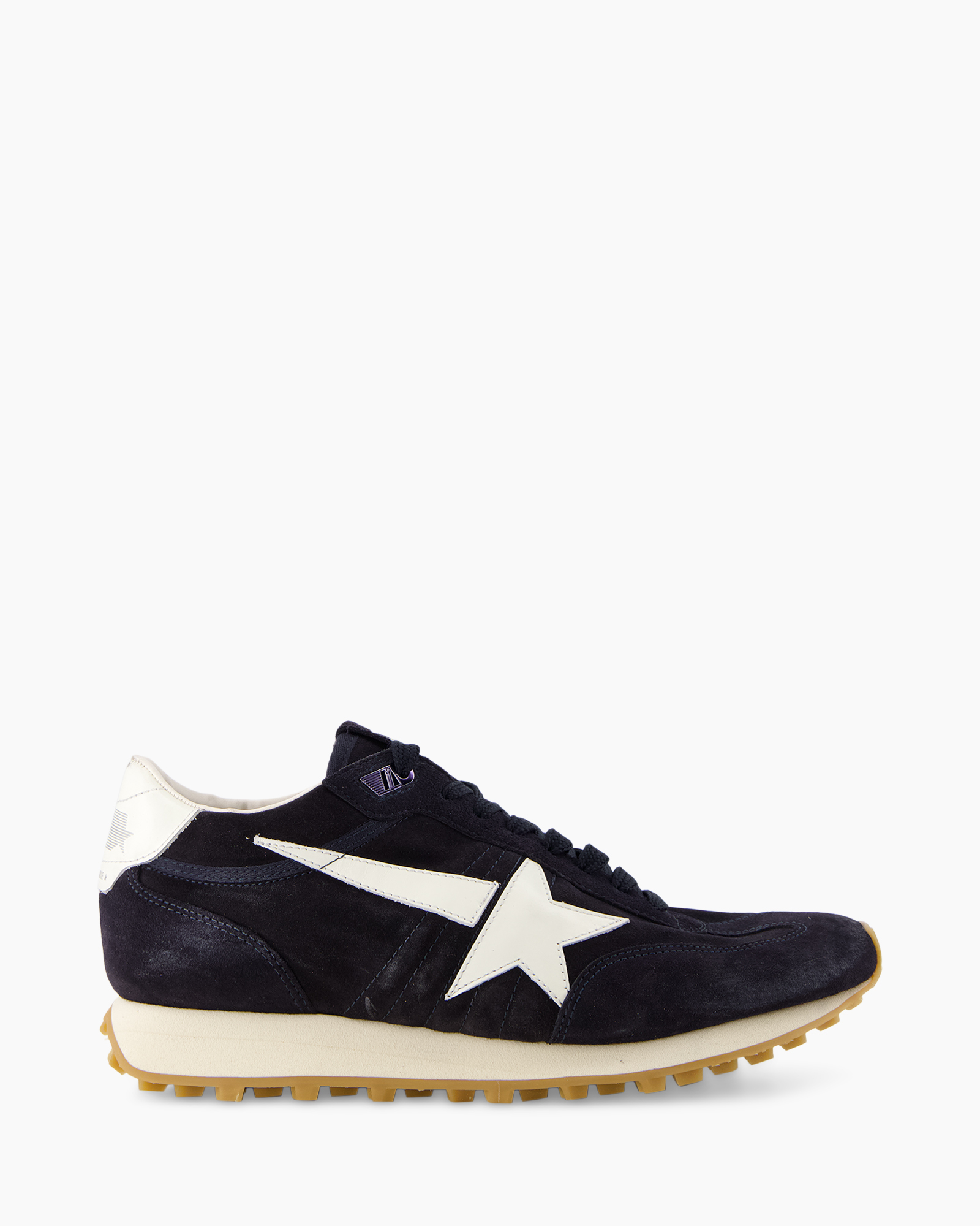 sneaker, navy, suede, witte ster, gumzool