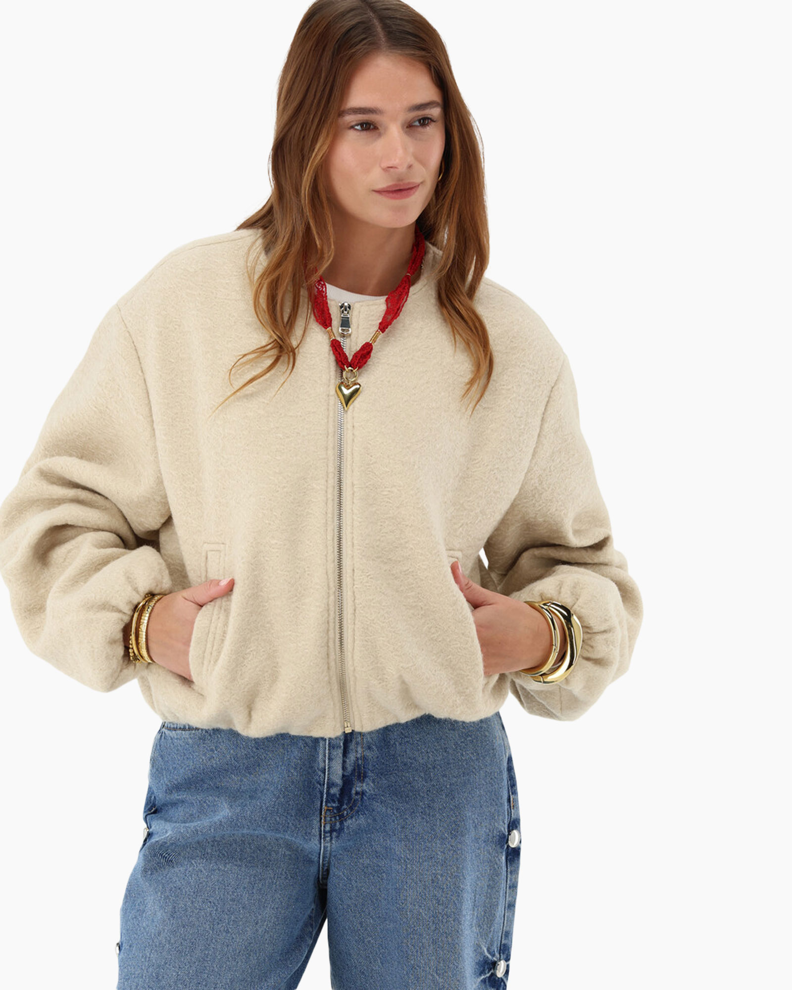 Jack Boucle Teddy Bomber Beige