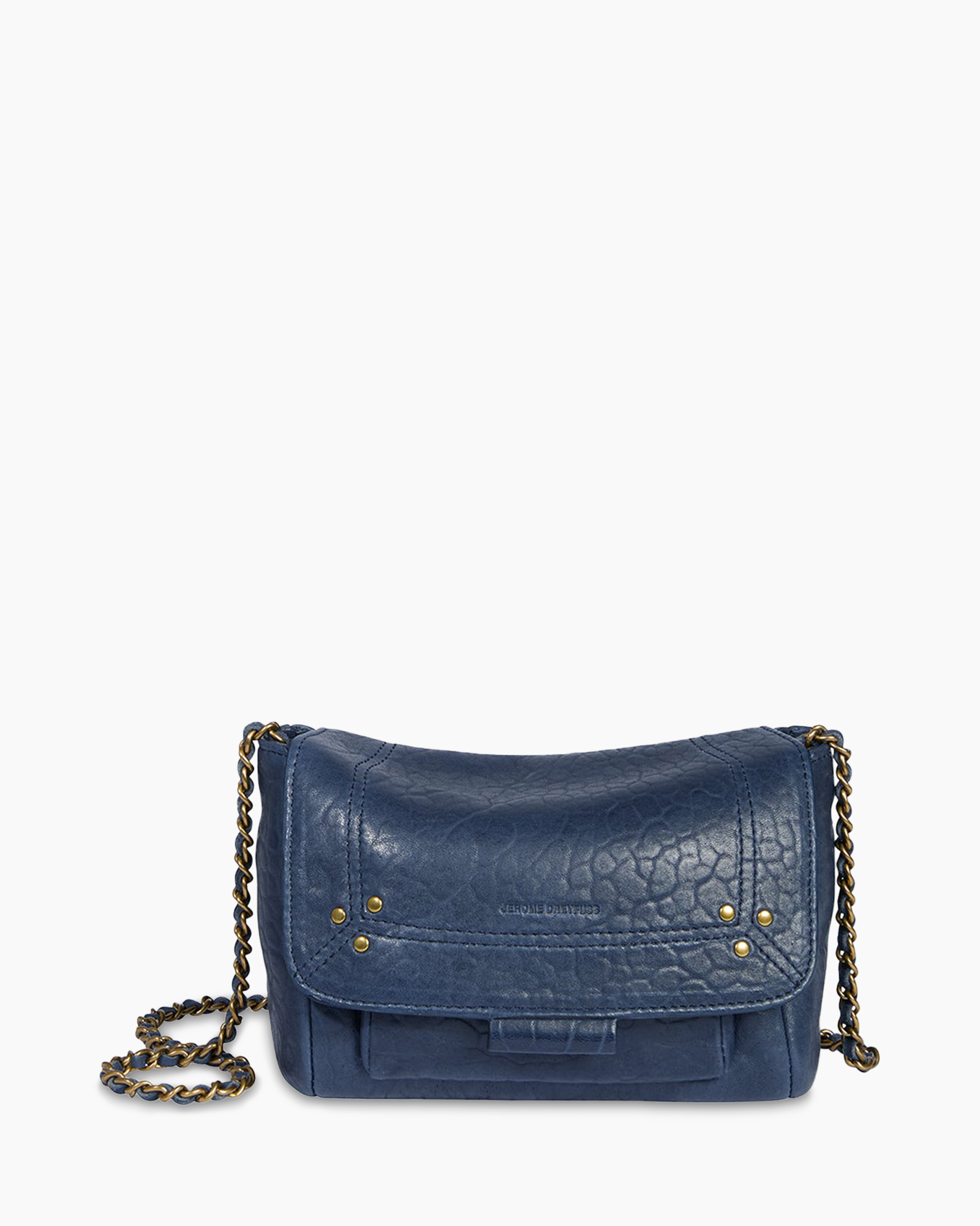 handtas, schoudertas, kettingriem, blauw, lederen