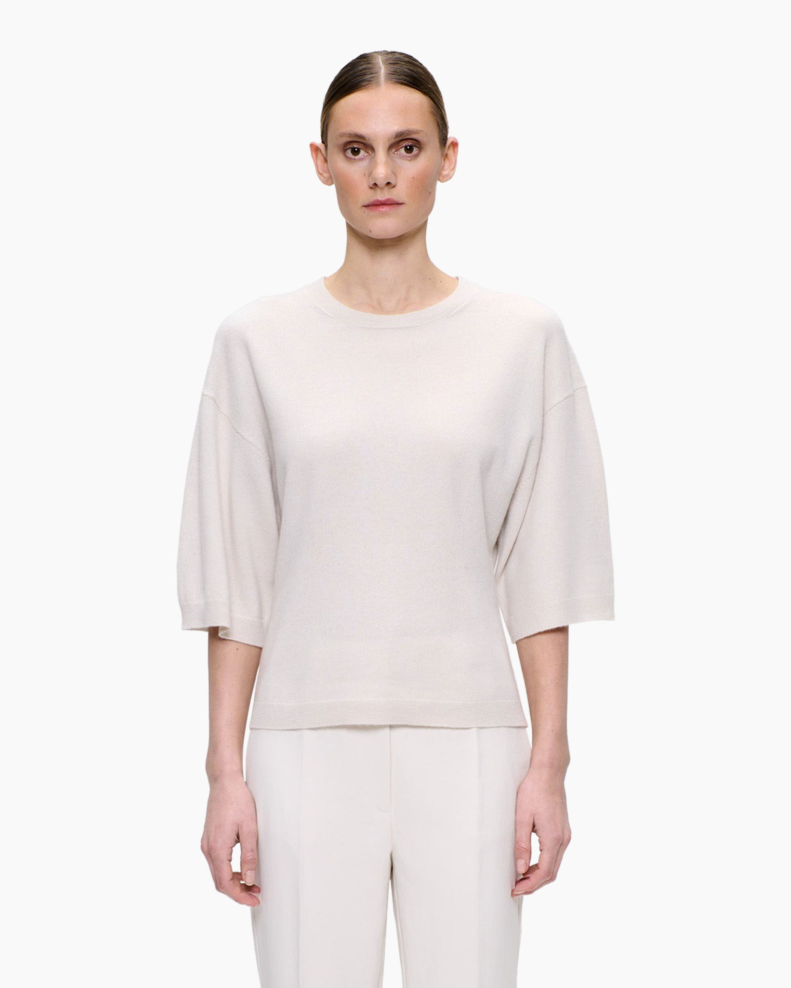 top, trui, brede_mouw, beige, driekwart_mouw