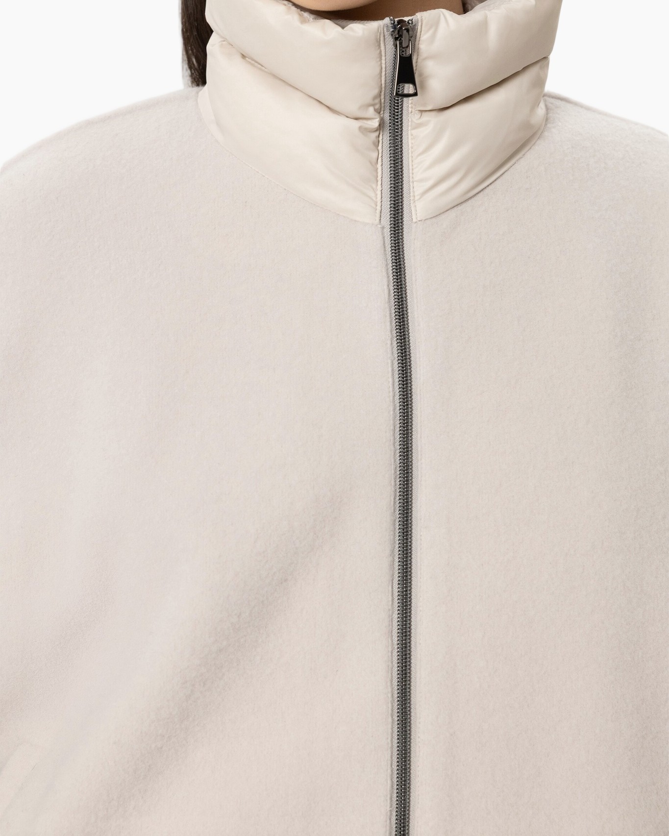 jas, rits, hoge kraag, beige, fleece, outerwear, jasje
