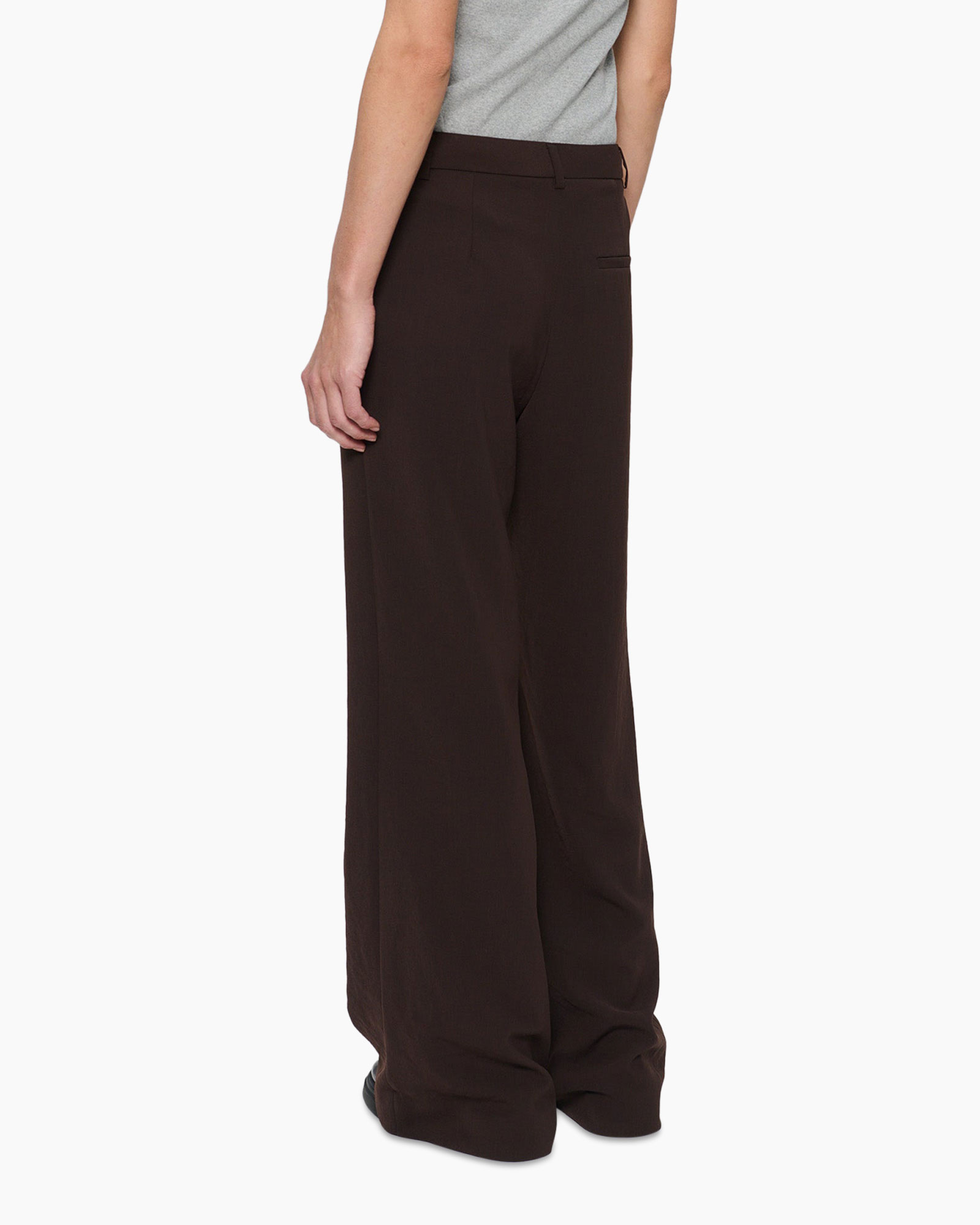 Pantalon Jap Crepe Wide Leg Donker Bruin