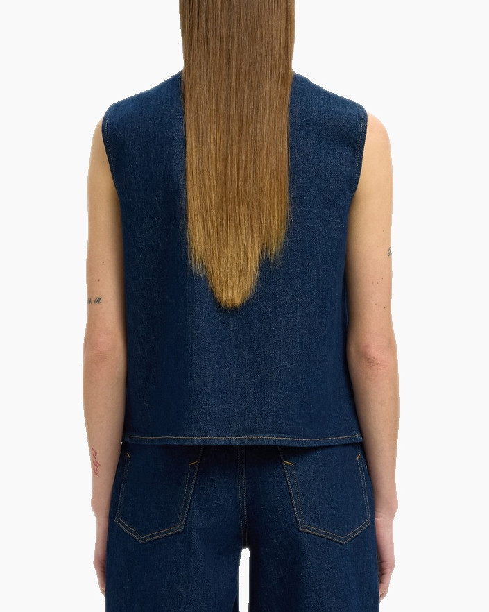 Vest Vida-kori Denim Vest Donker Blauw
