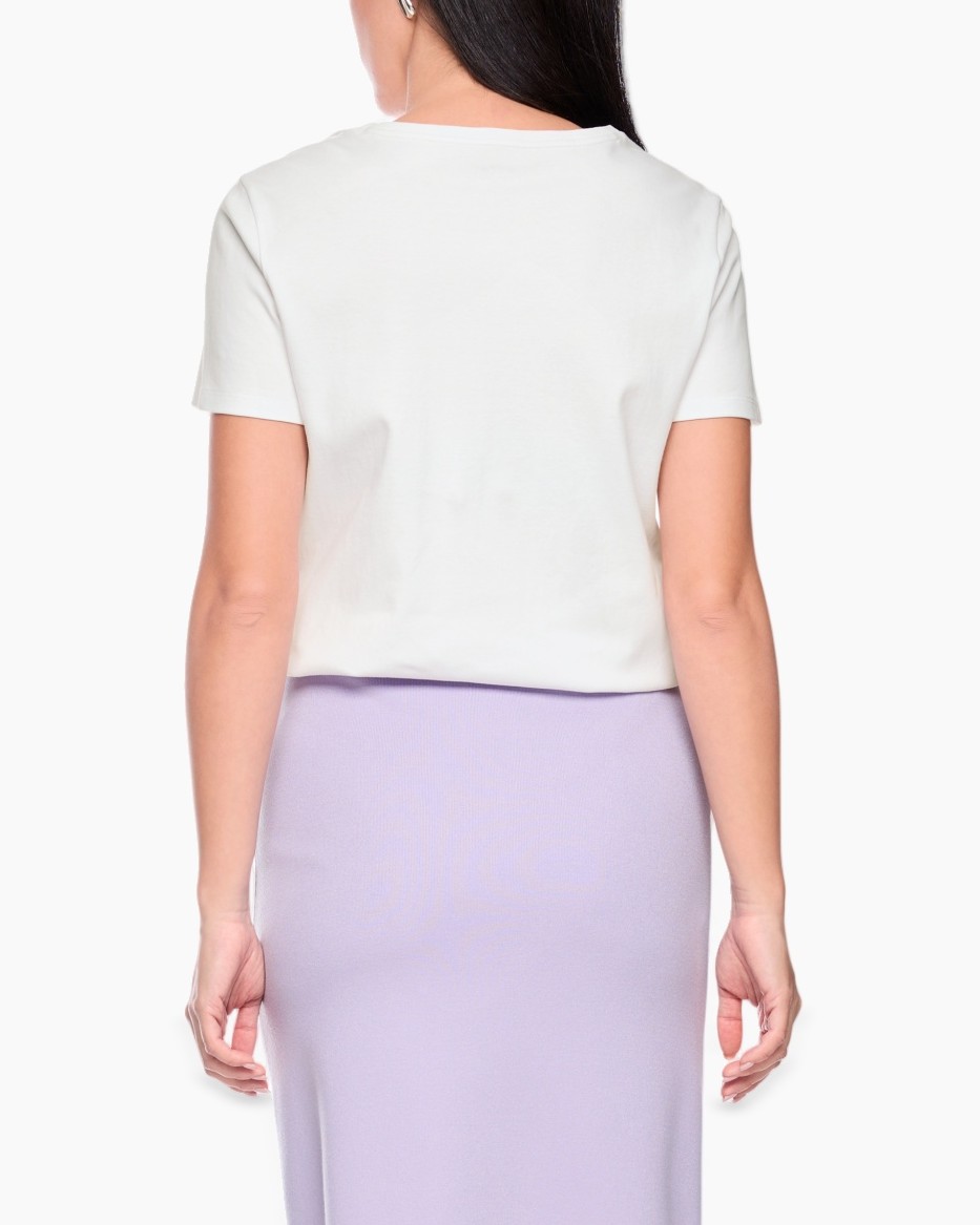 t-shirt, grafische, halsband-knoop, strik, wit