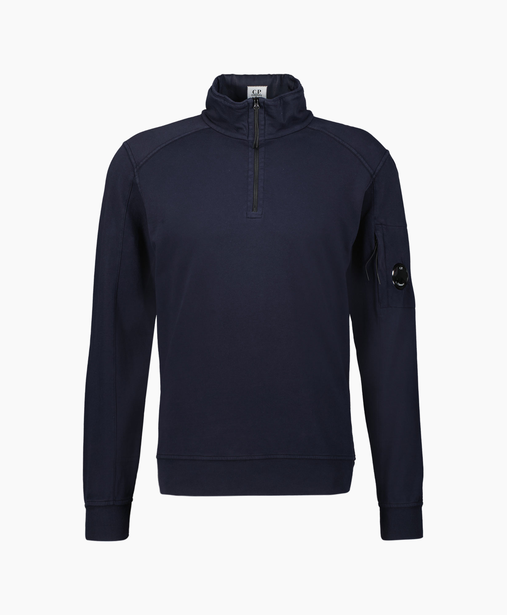 Cp Company Sweater Light Fleece Ribbed Zipped Donker Blauw