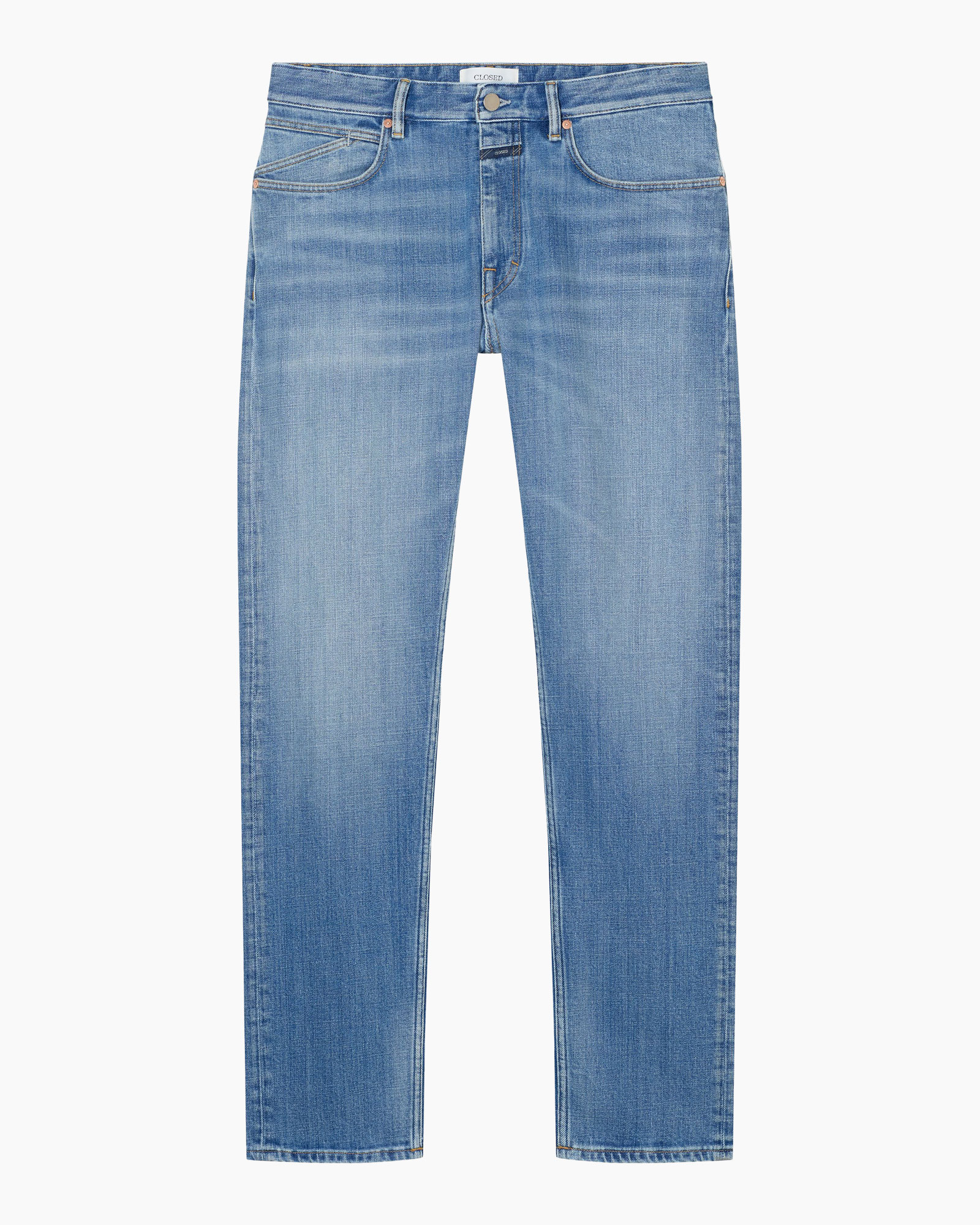 denim, spijkerbroek, blauw, recht, zakken