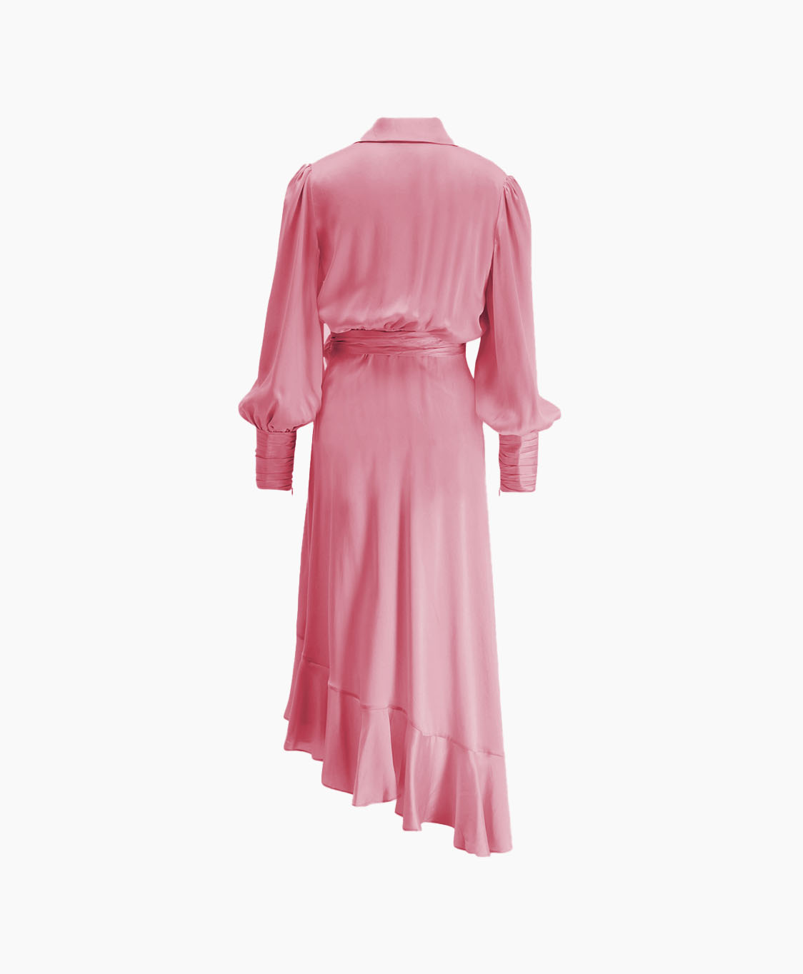 Zimmermann Jurk Silk Wrap Midi Zalm