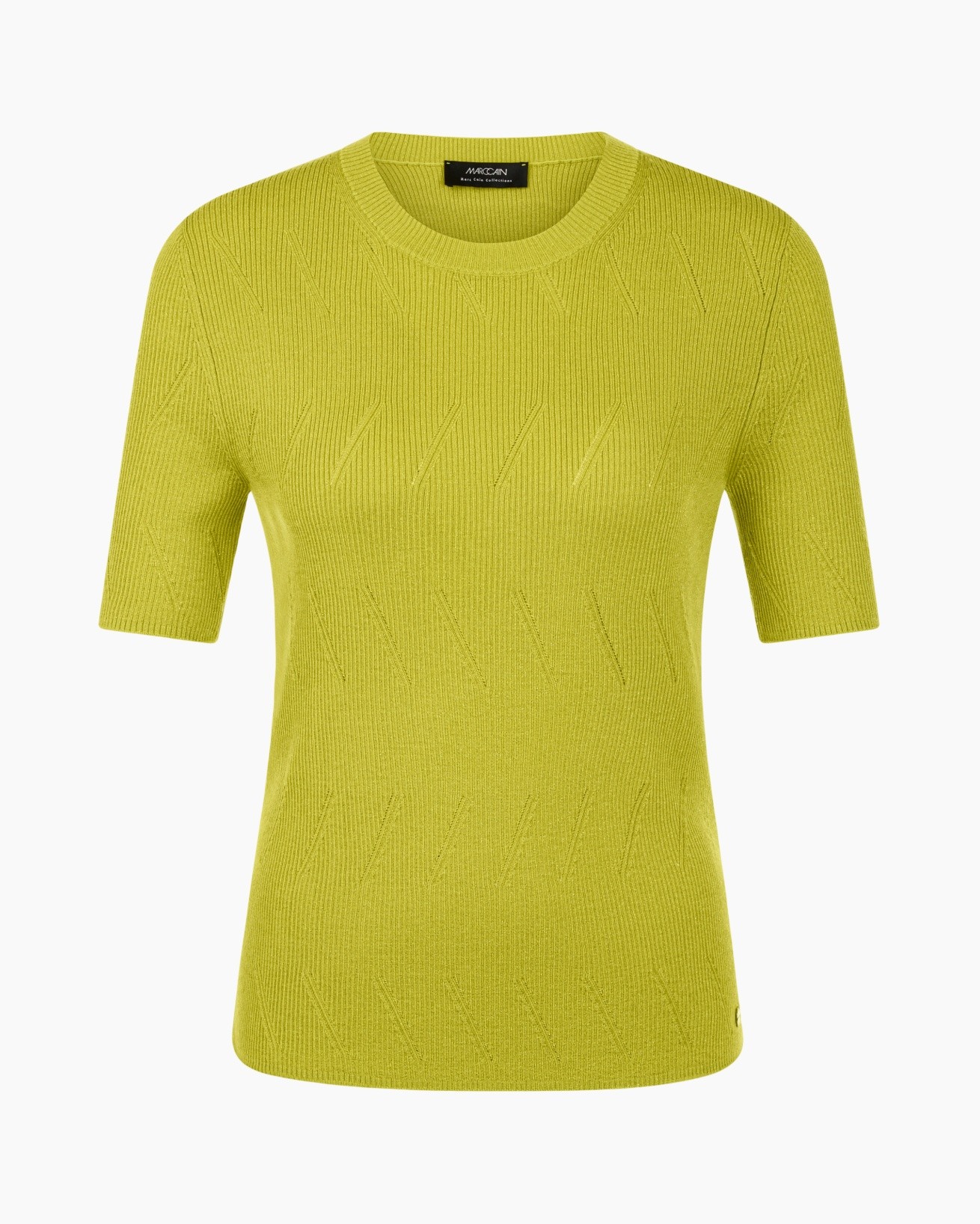 trui top, korte mouwen, fel lime, textuur patroon, ronde hals