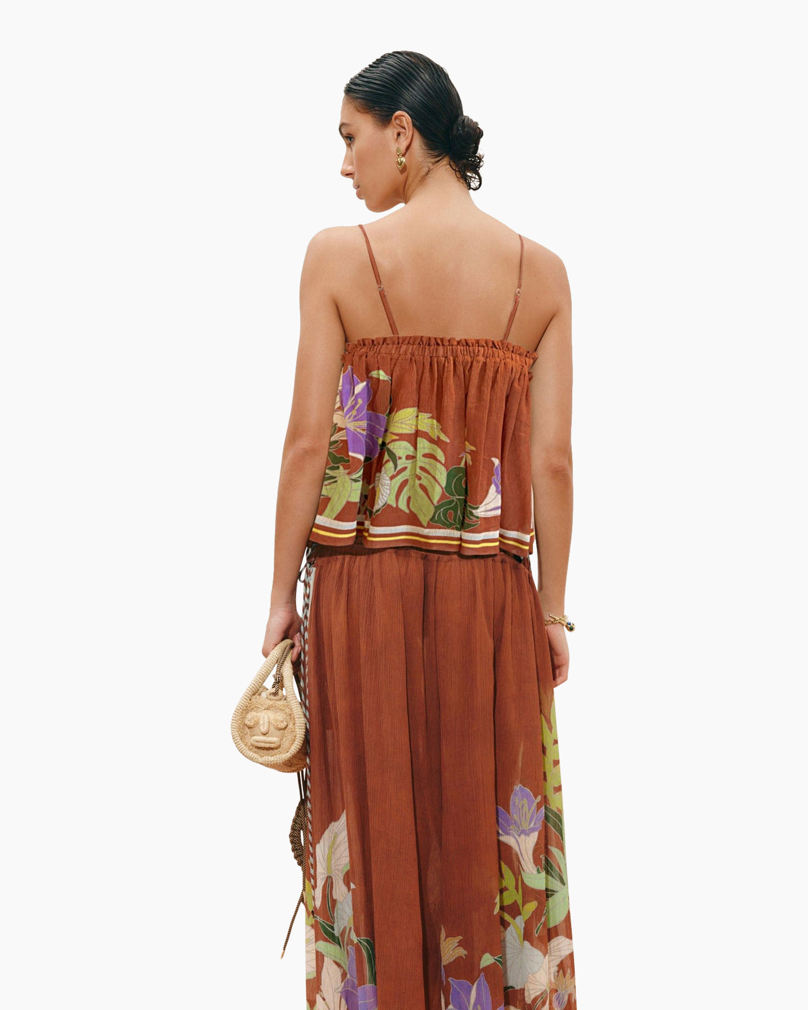 tanktop, riemtops, bloemenprint, wildflower, rustkleur