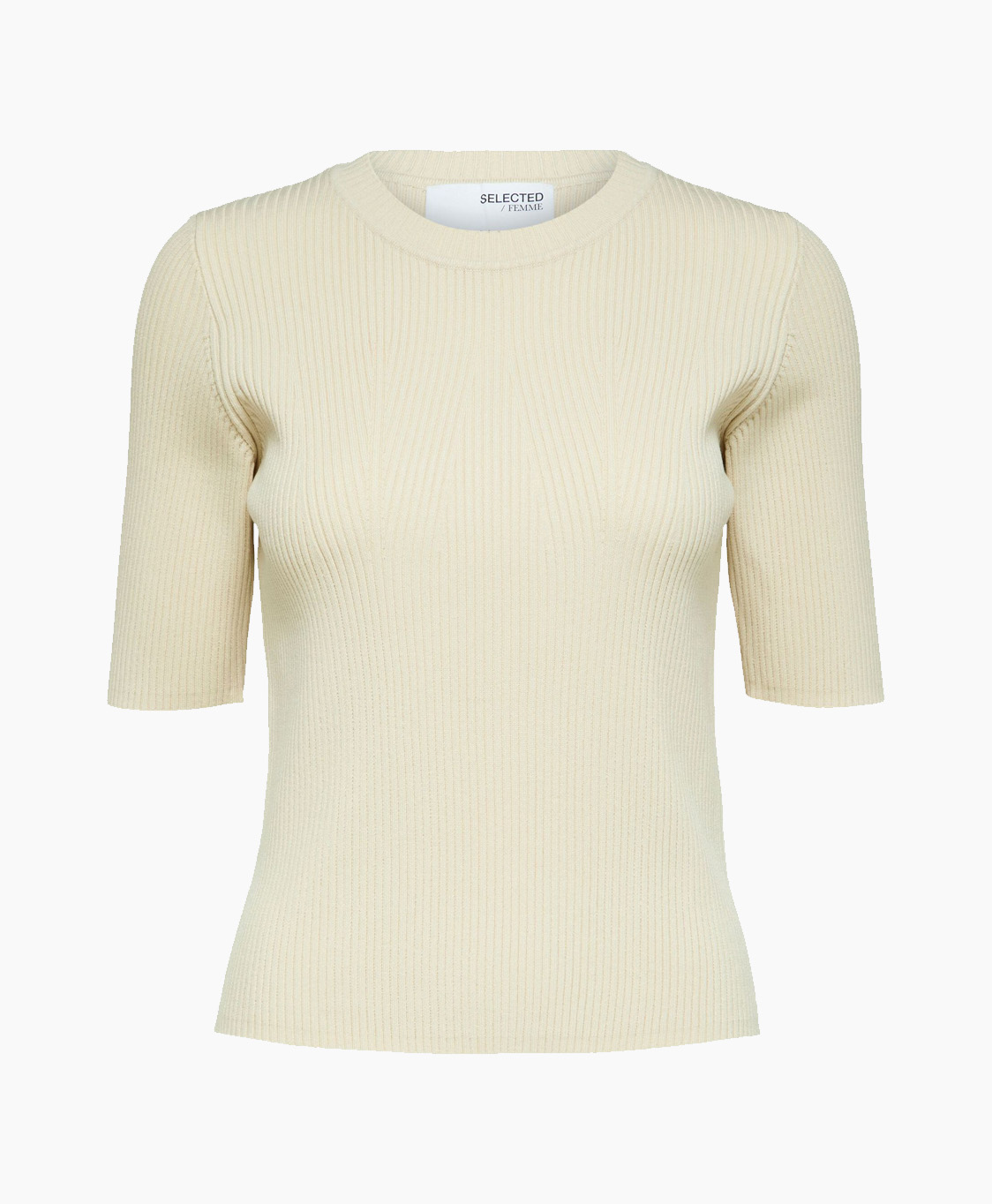 Selected Femme Top Mala 2/4 Knit O-neck B Noos Off White