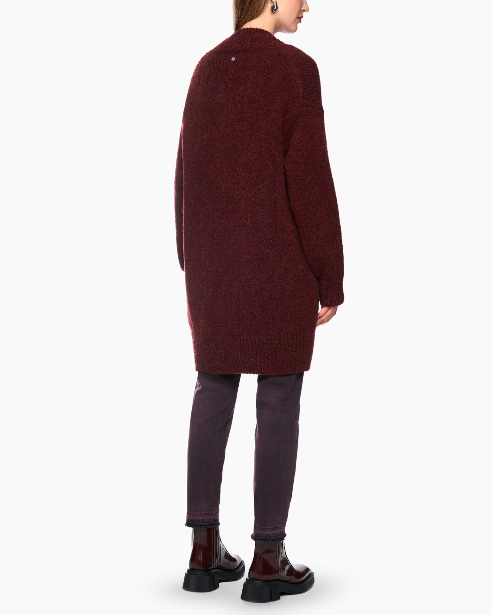 cardigan, lange cardigan, knopjes cardigan, burgund, sjaal