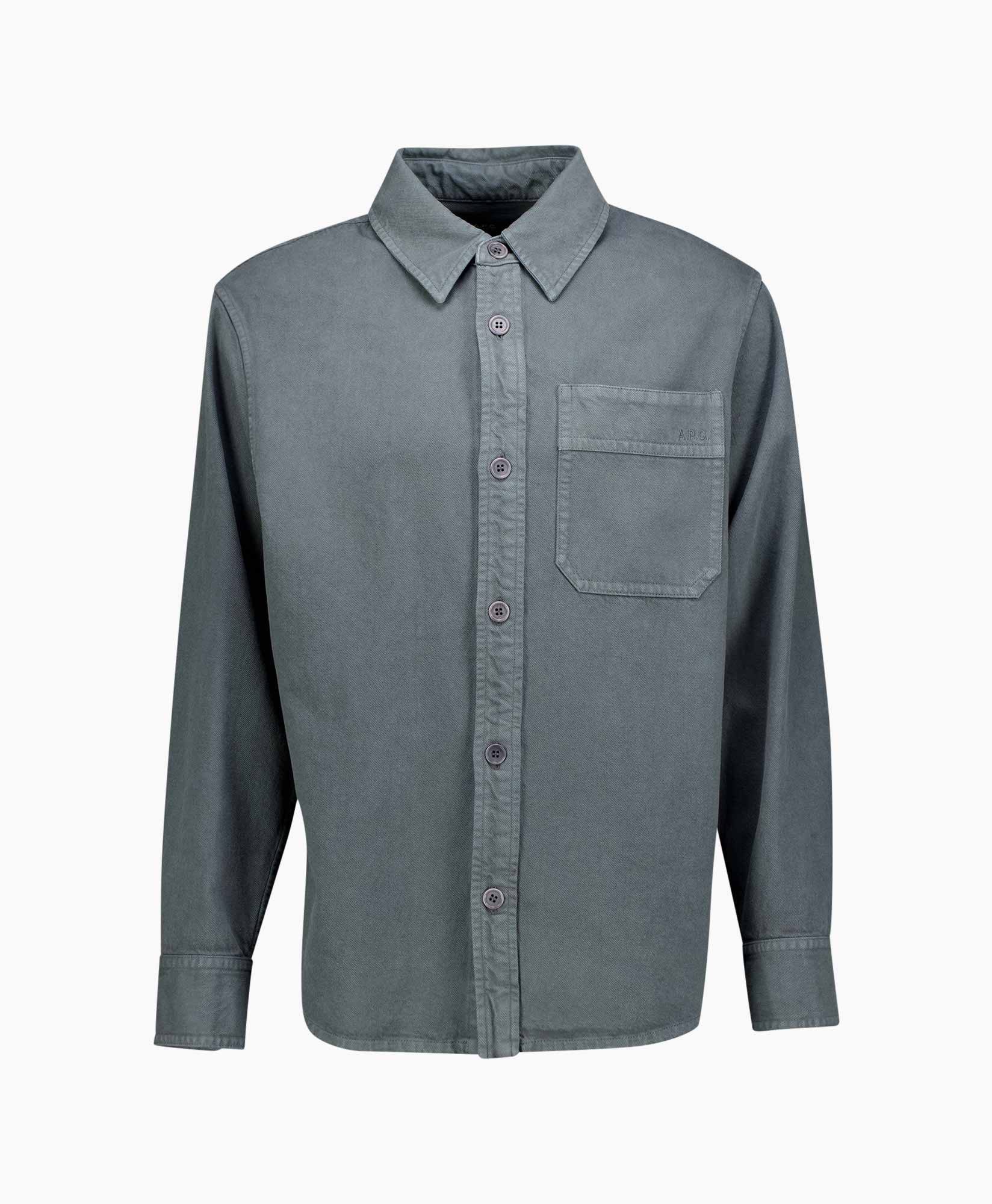 Overshirt Surchemise Bastile Brodee Poitrine Grijs