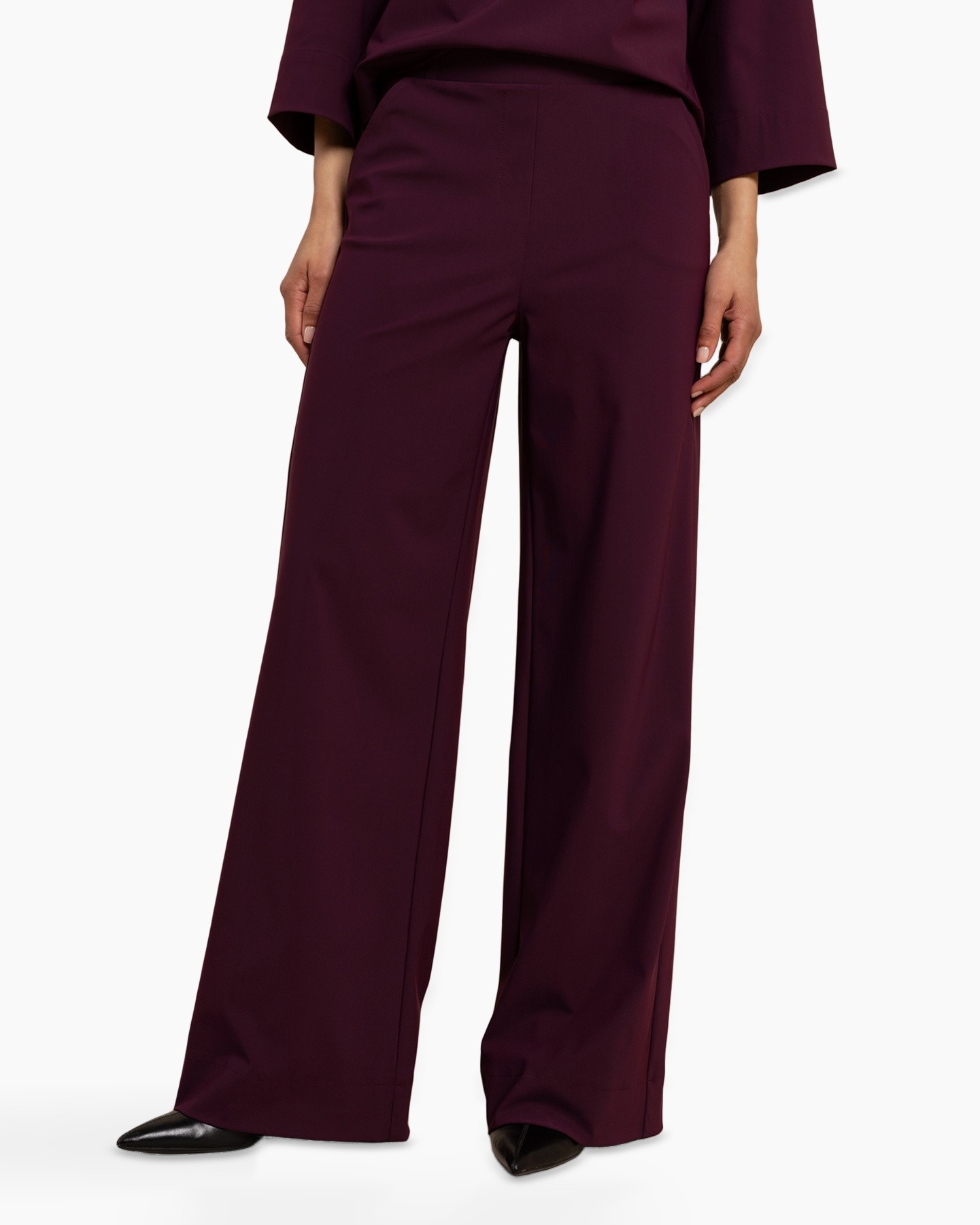 broeken, wijd uitlopende, crimson, effen, broek