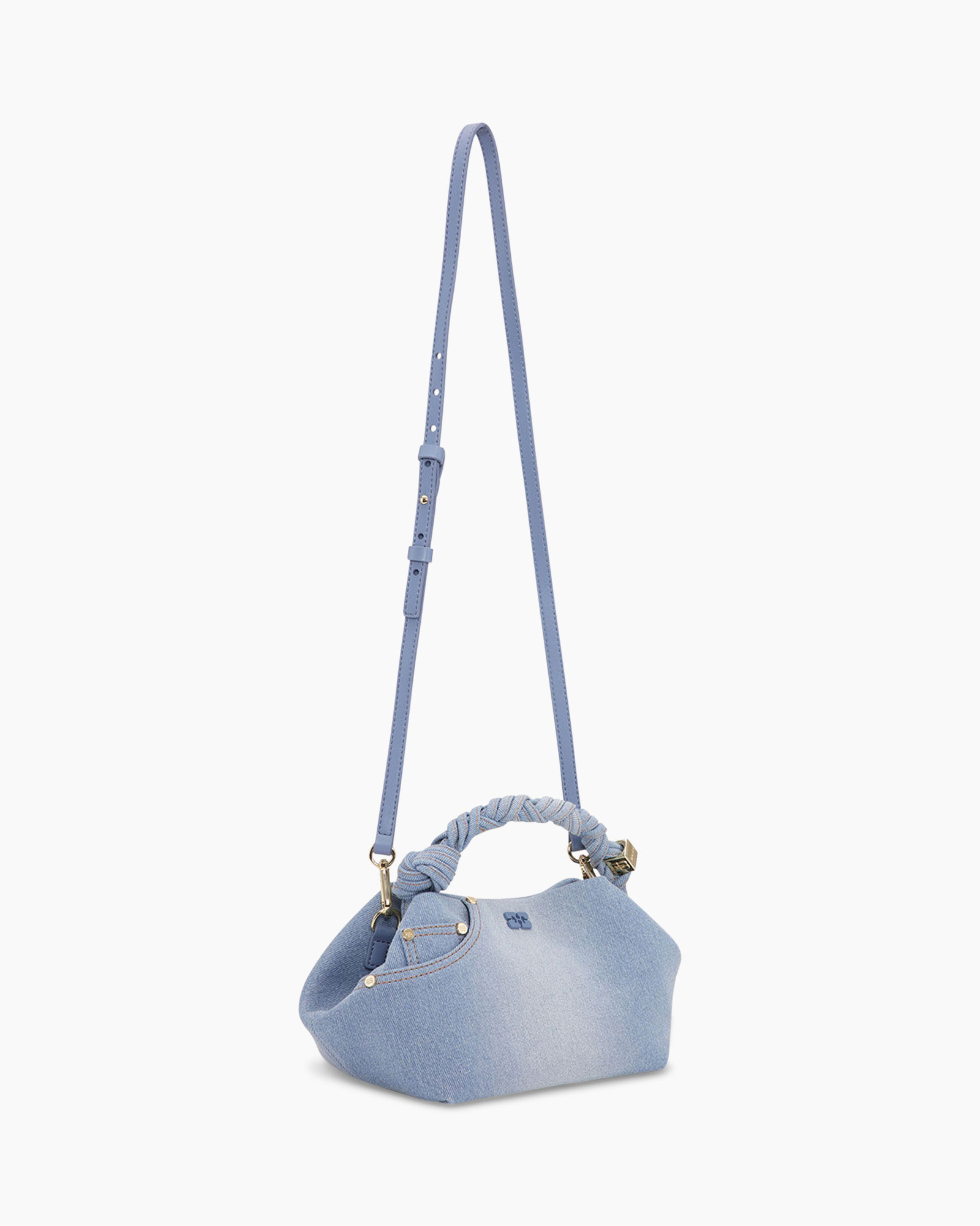 Crossbody Tas Ganni Bou Small Washed Denim Blauw