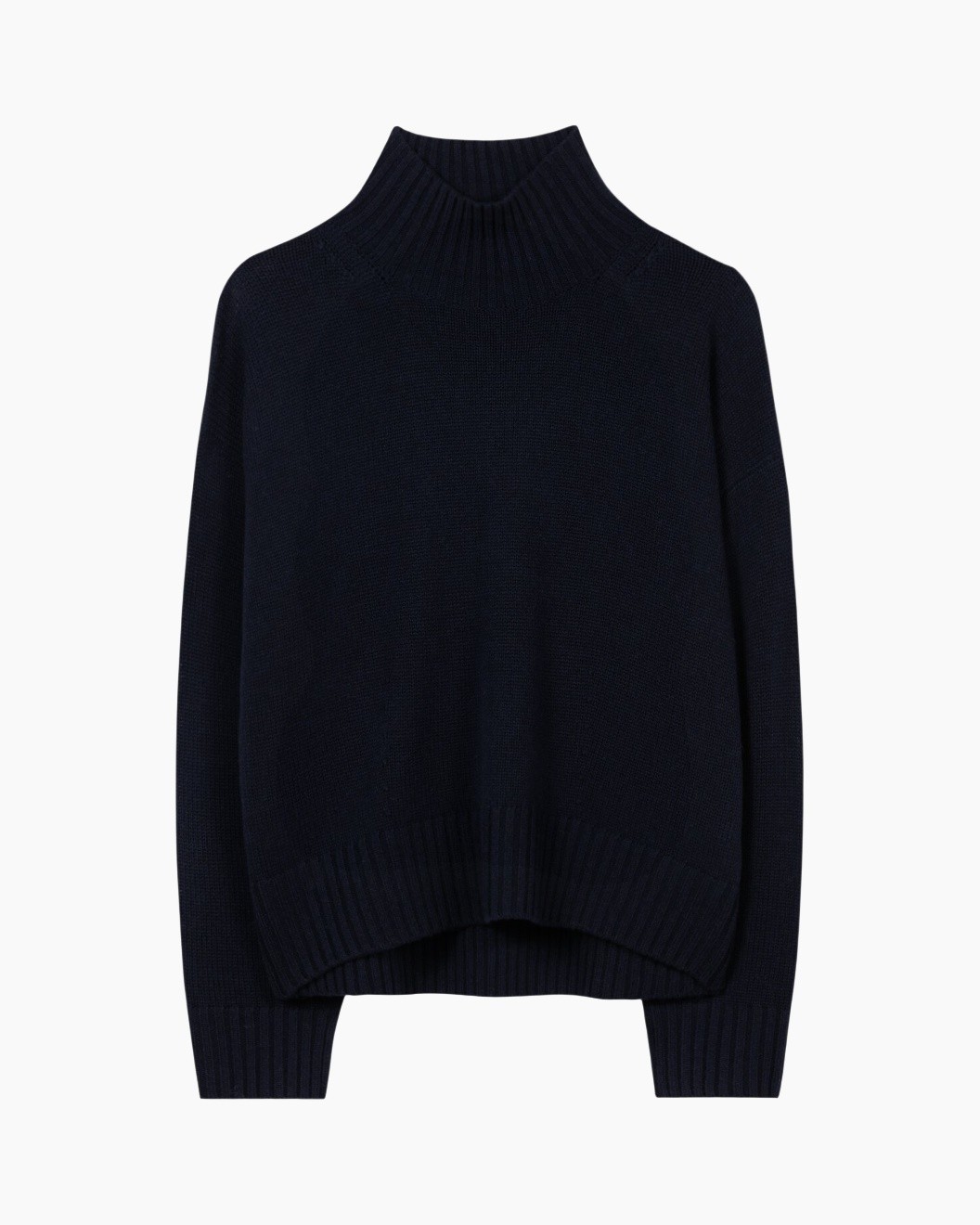 gebreide trui, turtleneck, marineblauw, lange mouwen, trui