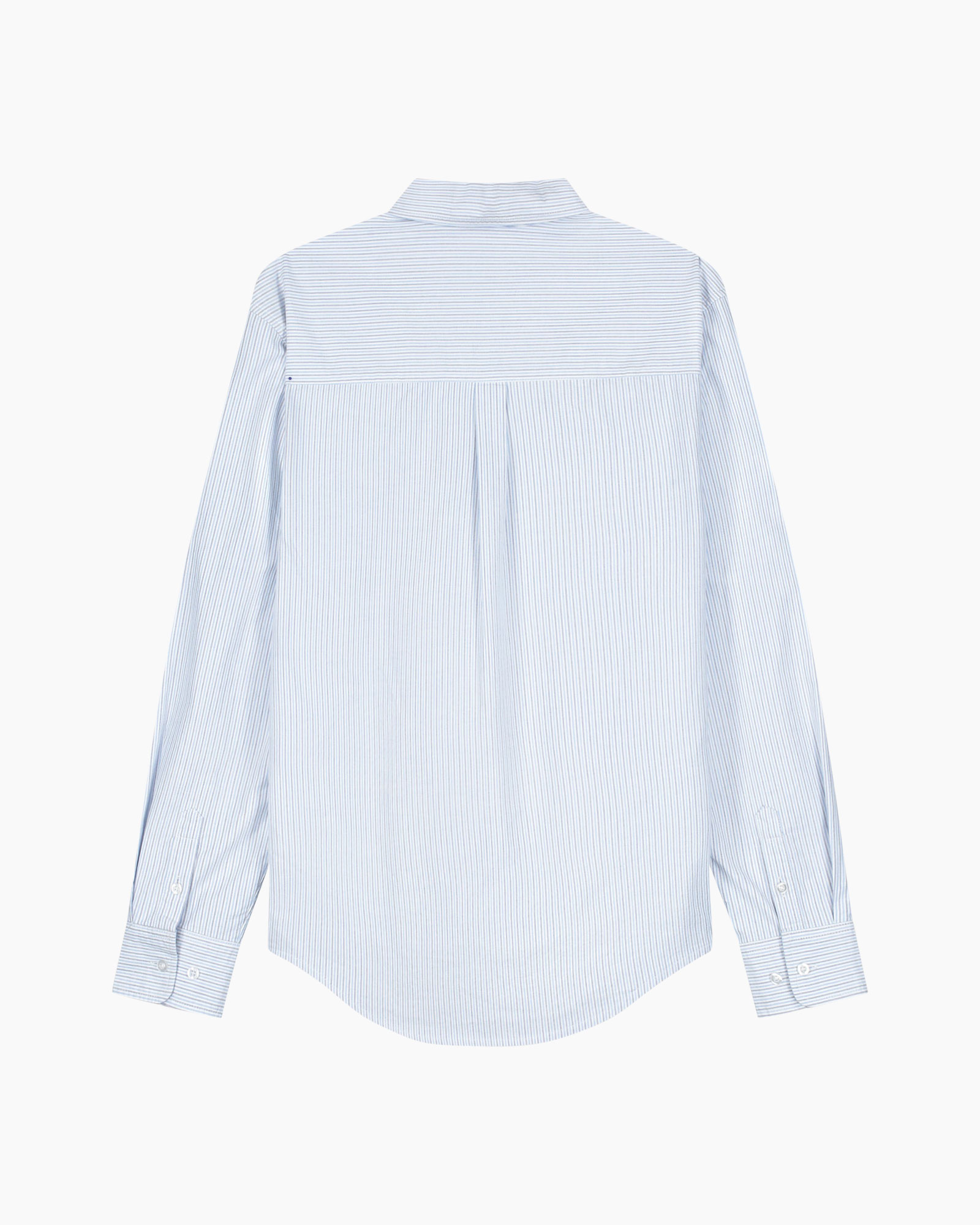gestreepte blouse, knopen bij mouwboord, lange mouwen, kraagshirt, rugplooier