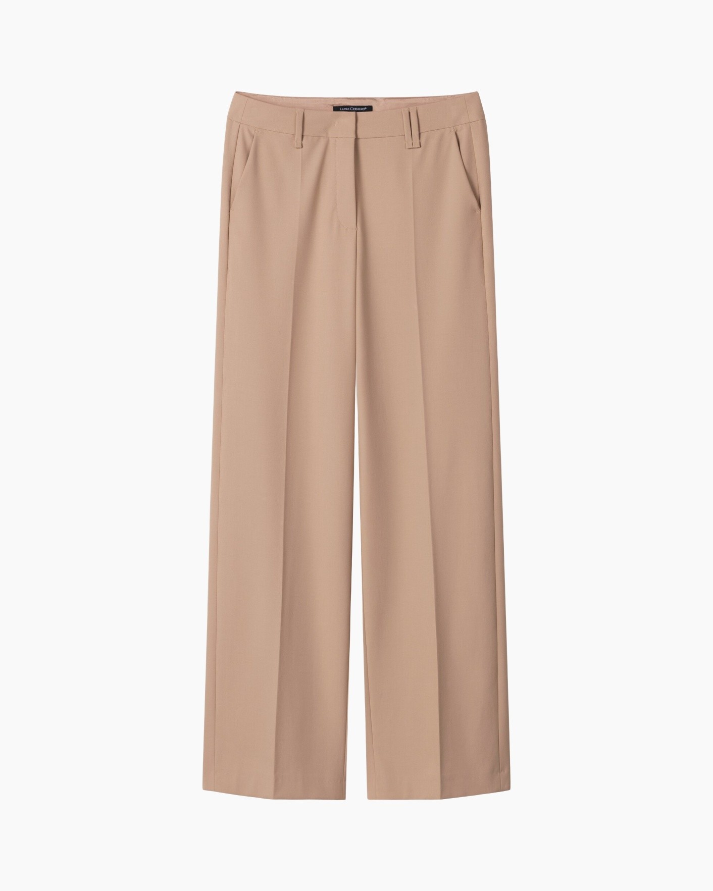 broeken, broek, beige, wijdte-pijp, plooien