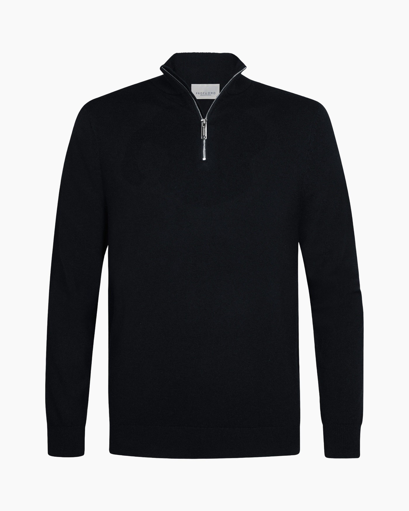 pullover, sweater, halverzip, zwart, breip