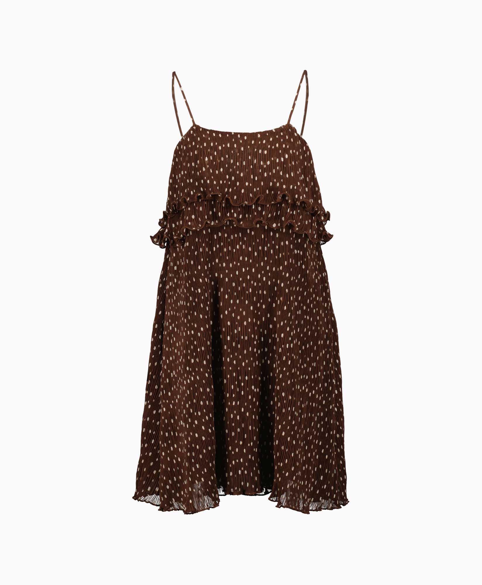 Ganni Mini Jurk F7745 Bruin