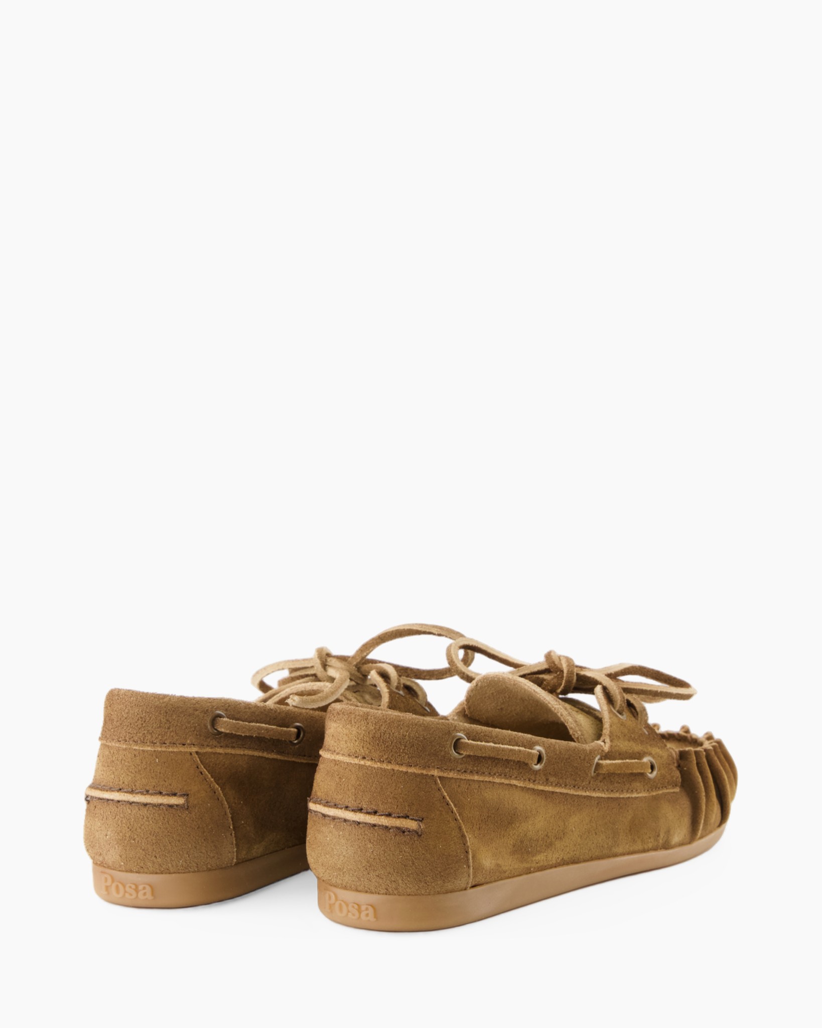suède loafers, tanbruin, vetersluiting, mocassinneus, rubberen zool