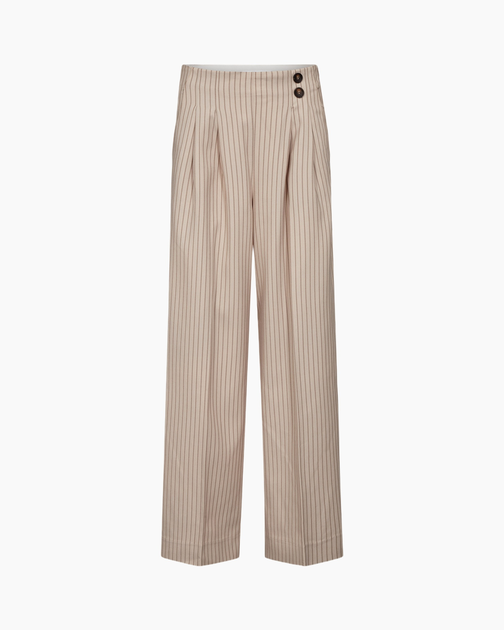 broek, broek, streep, beige, hoge taille