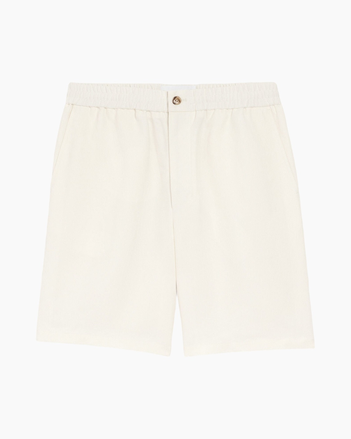 shorts, linen, beige, drawstring?, elastic waistband