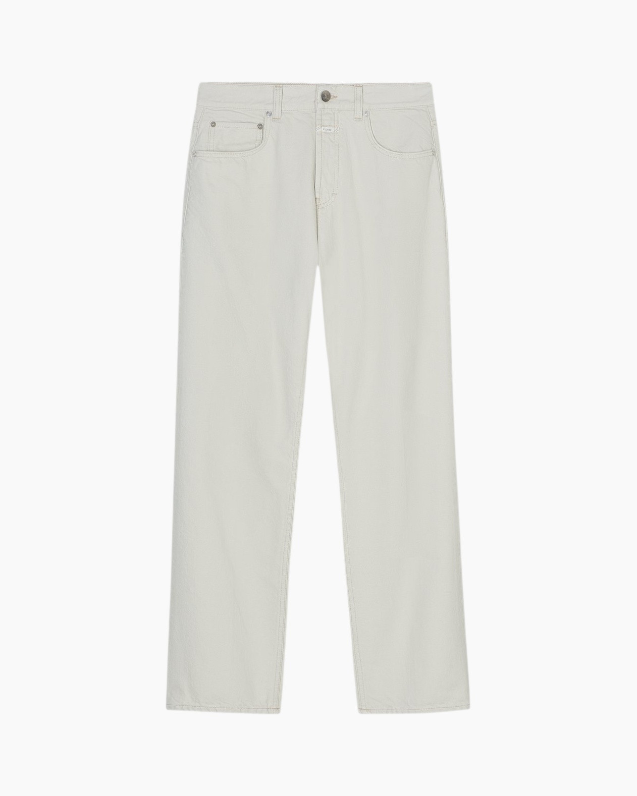 broek, spijkerbroek, lichtgrijs, rechte pijp, vijf zakken