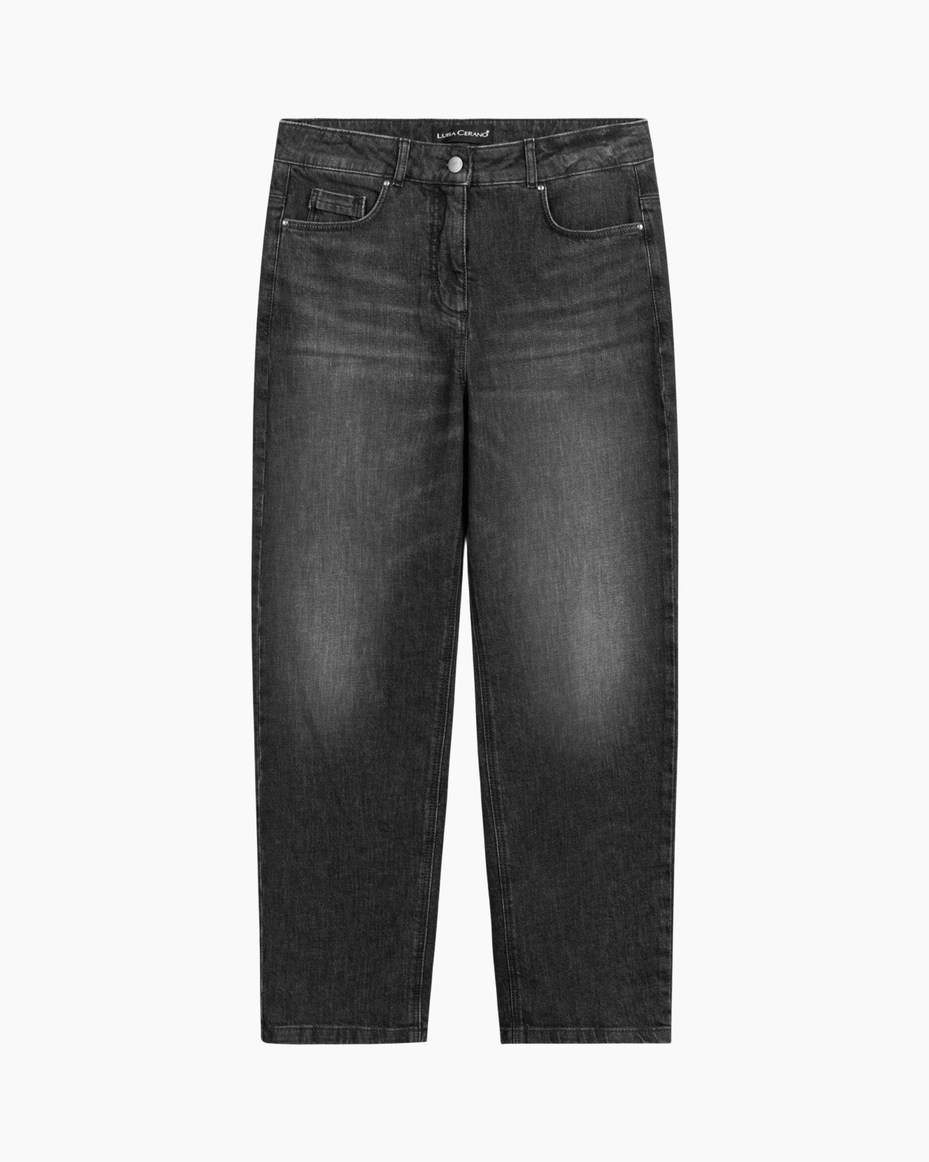 broek, denim, zwart, recht model, pants