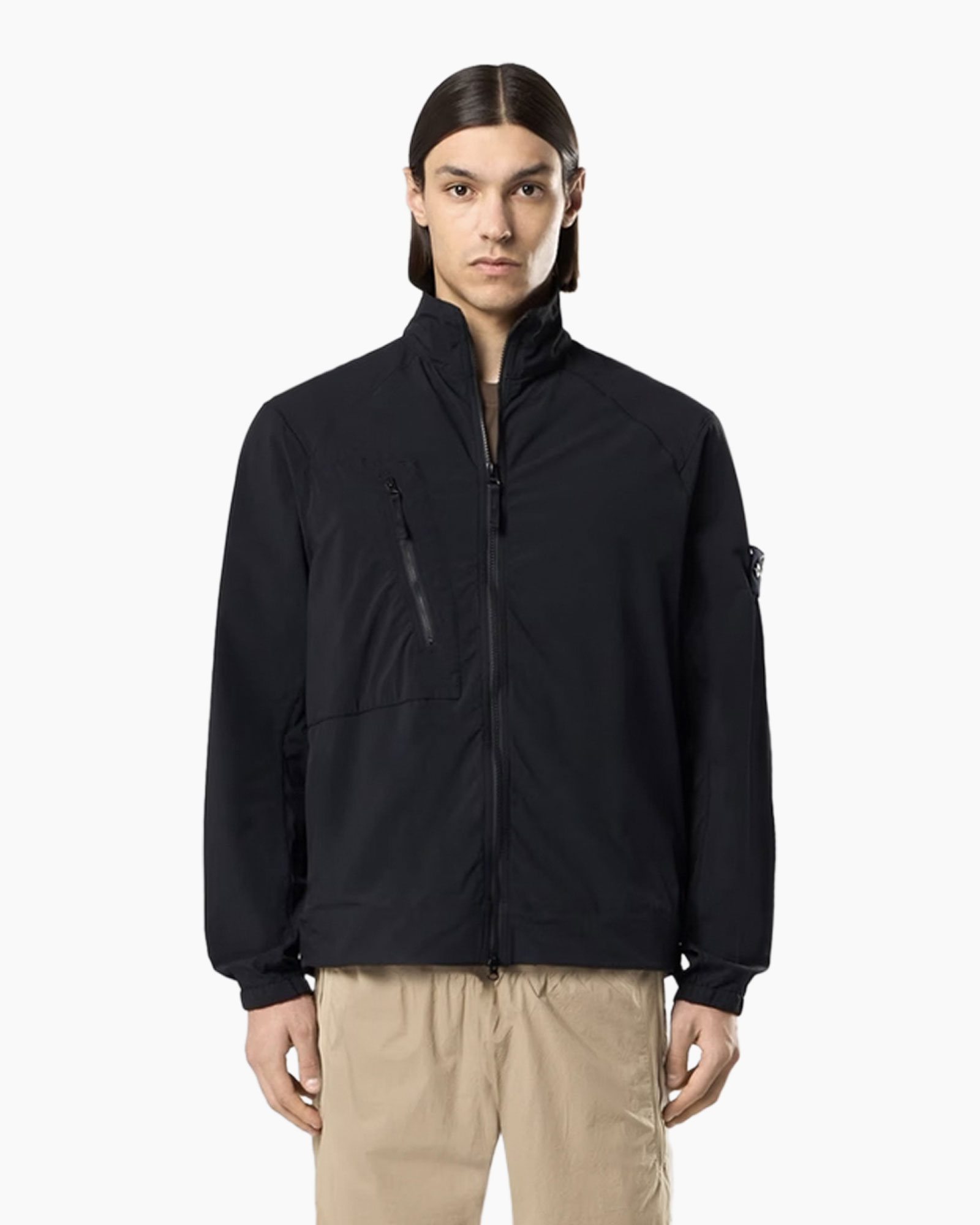 jas, windbreaker, zwart, rits, zak