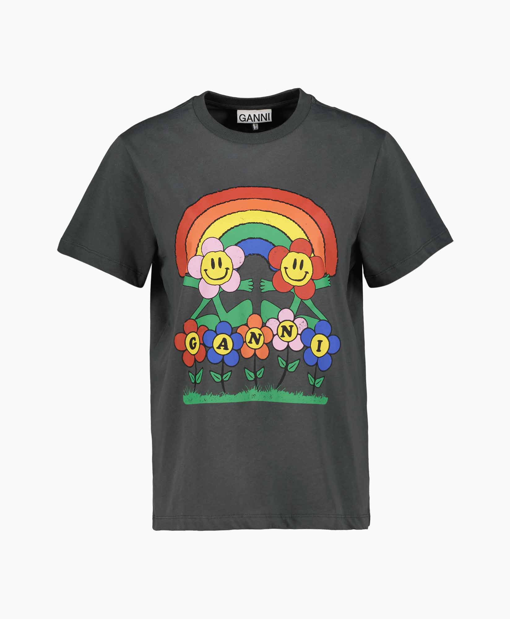 Ganni T-shirt Korte Mouw T3555 Grijs