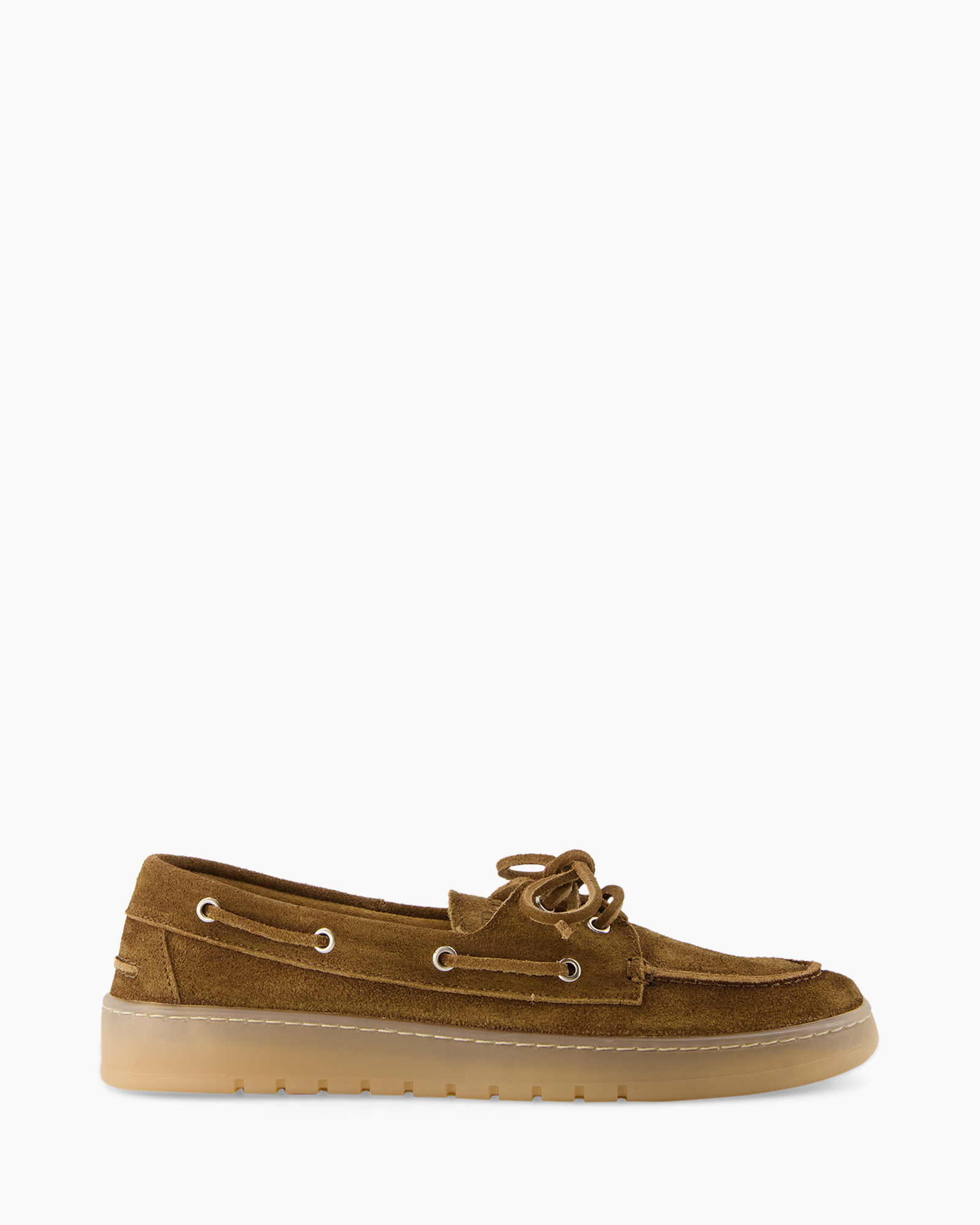 sloepenveterschoenen, suede, bruin, gumzool, vetersluiting